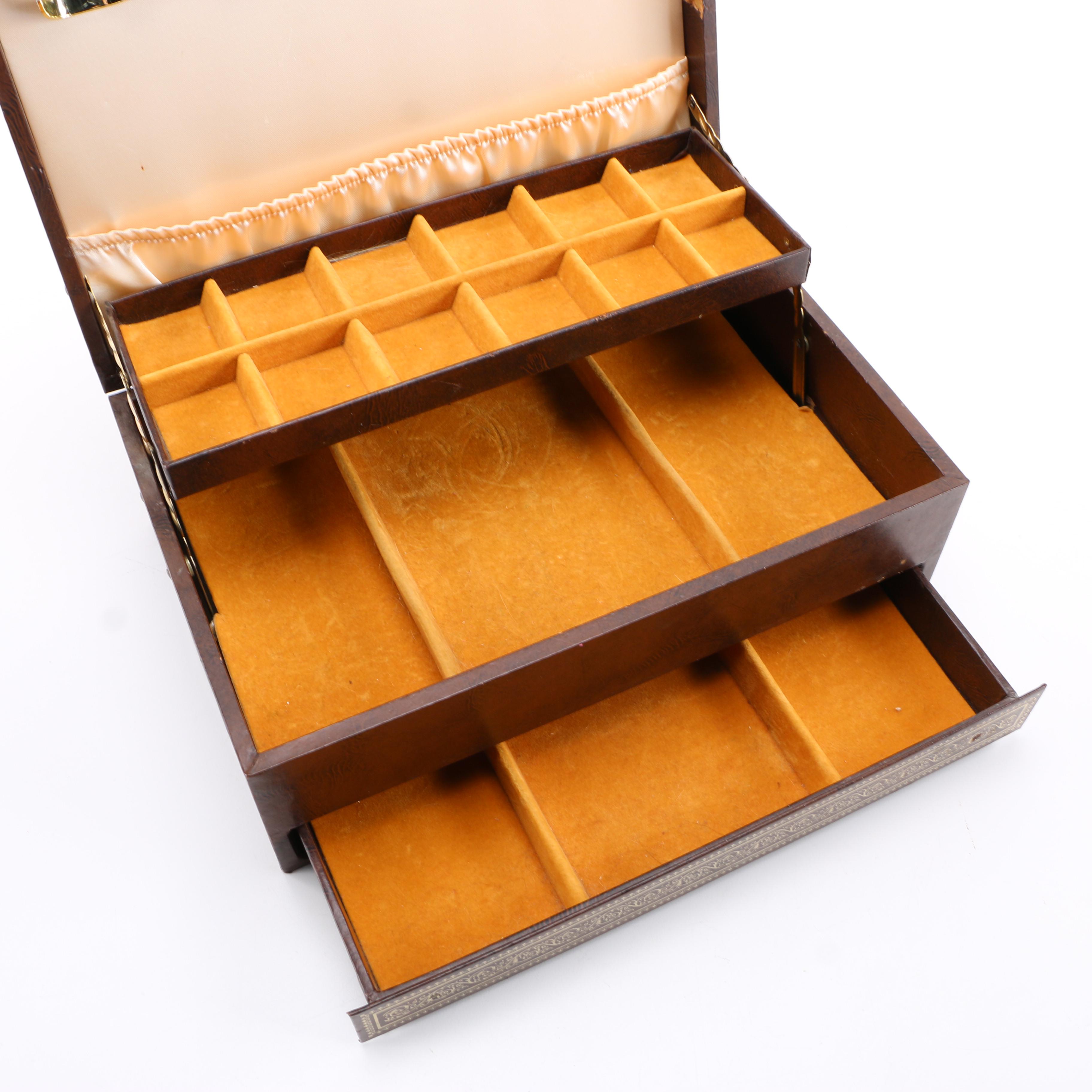 Brown Leatherette Over Wood Organizer Drawer