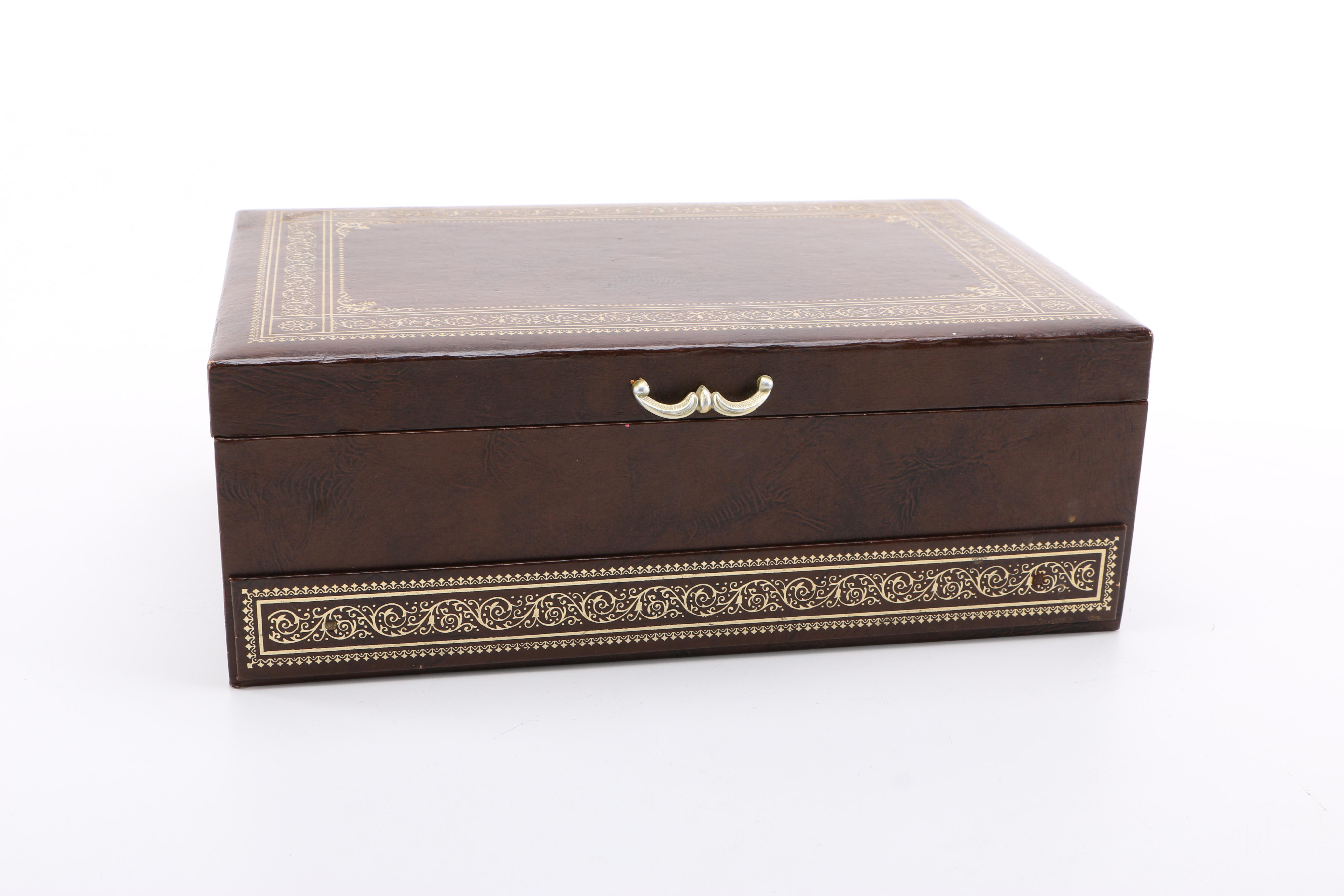 Brown Leatherette Over Wood Organizer Drawer