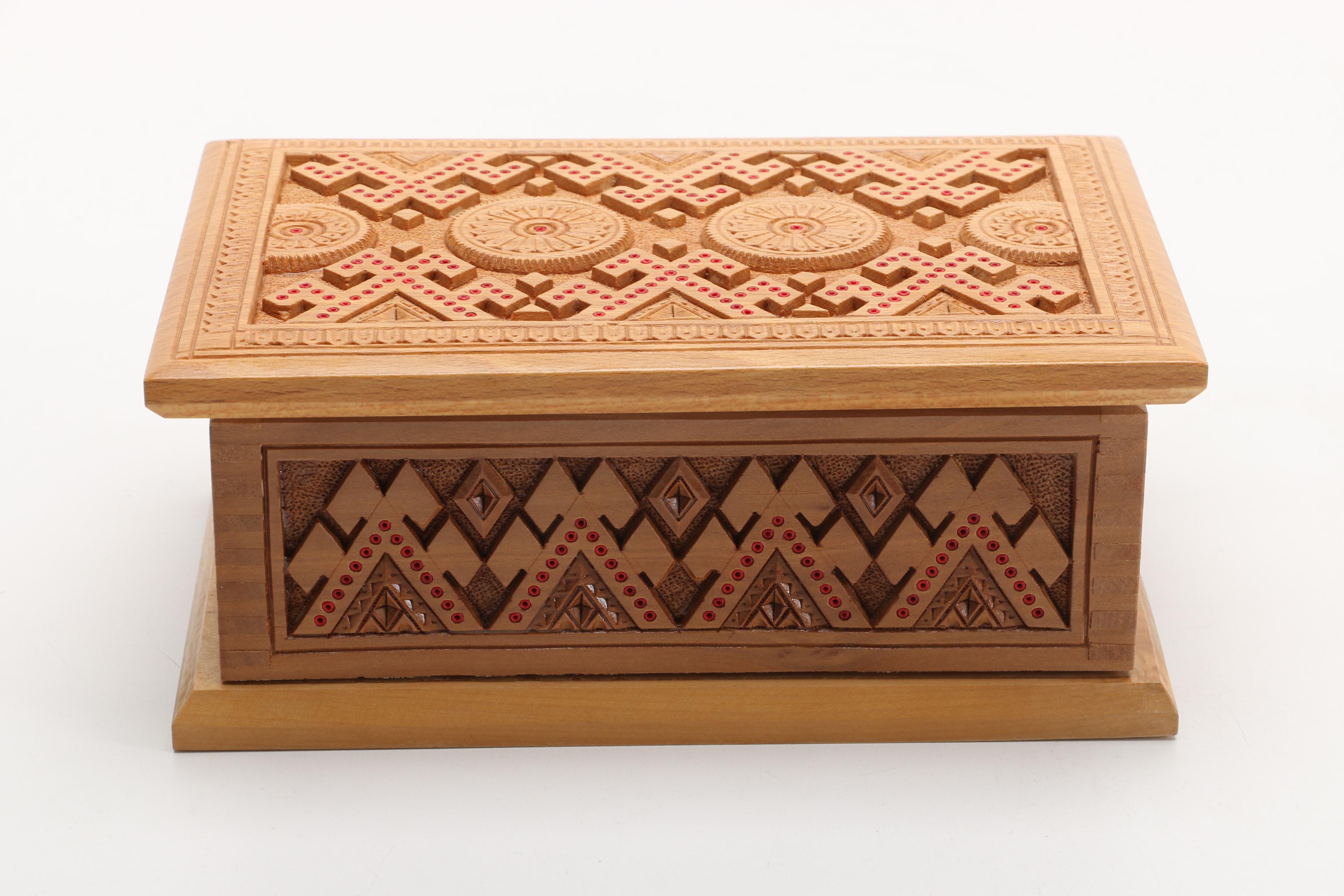 Southwest Inspired Carved Box, Cedar Chest Style Box and Fortunes Teas Box