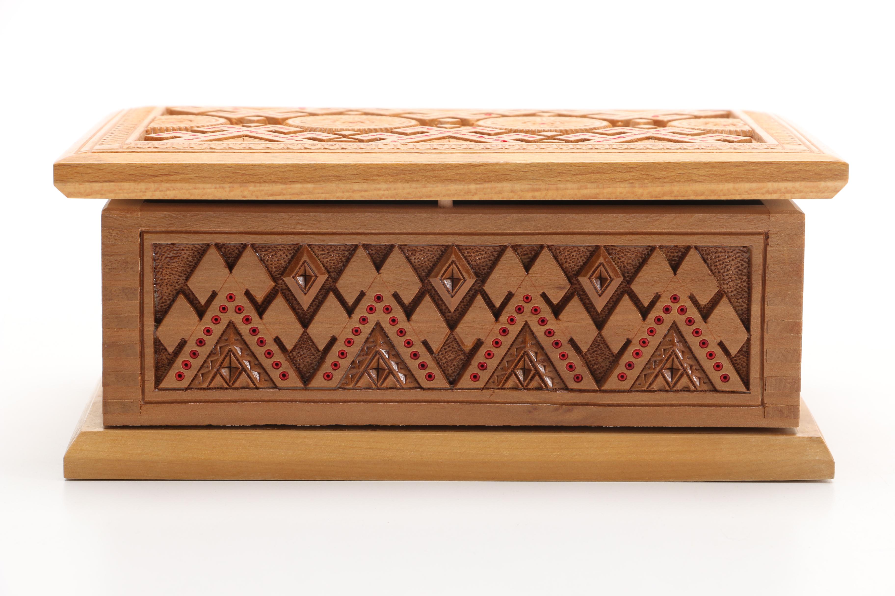 Southwest Inspired Carved Box, Cedar Chest Style Box and Fortunes Teas Box