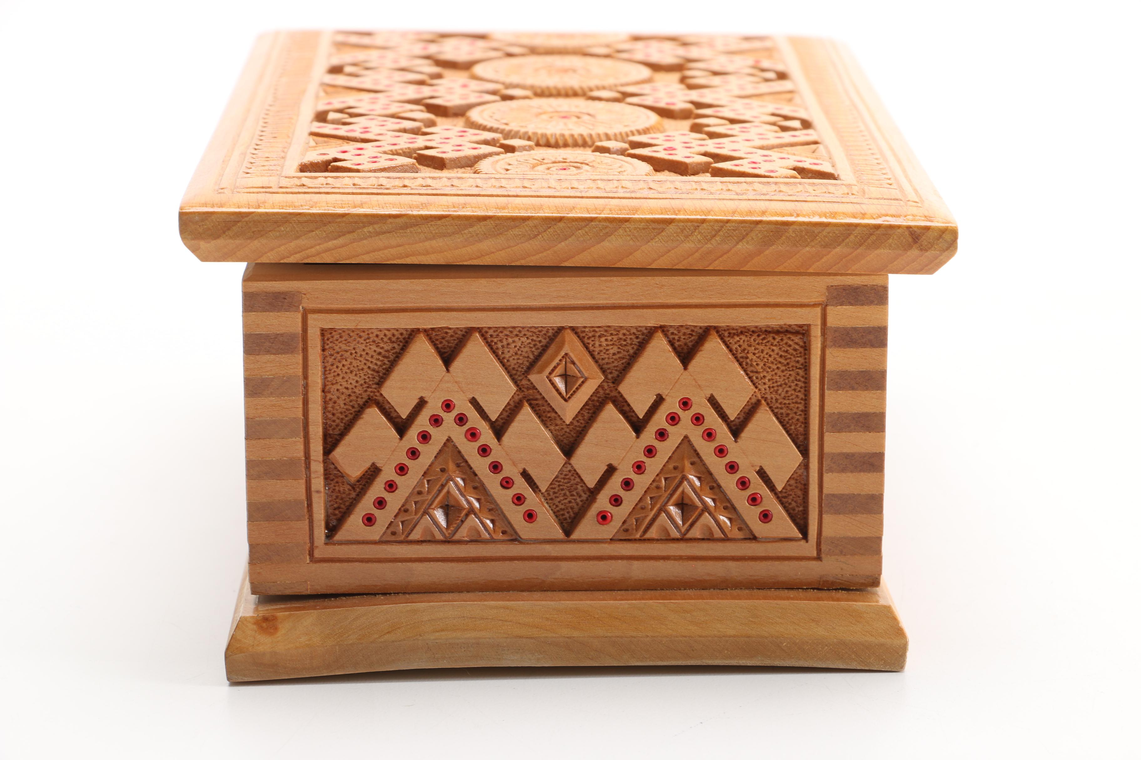 Southwest Inspired Carved Box, Cedar Chest Style Box and Fortunes Teas Box
