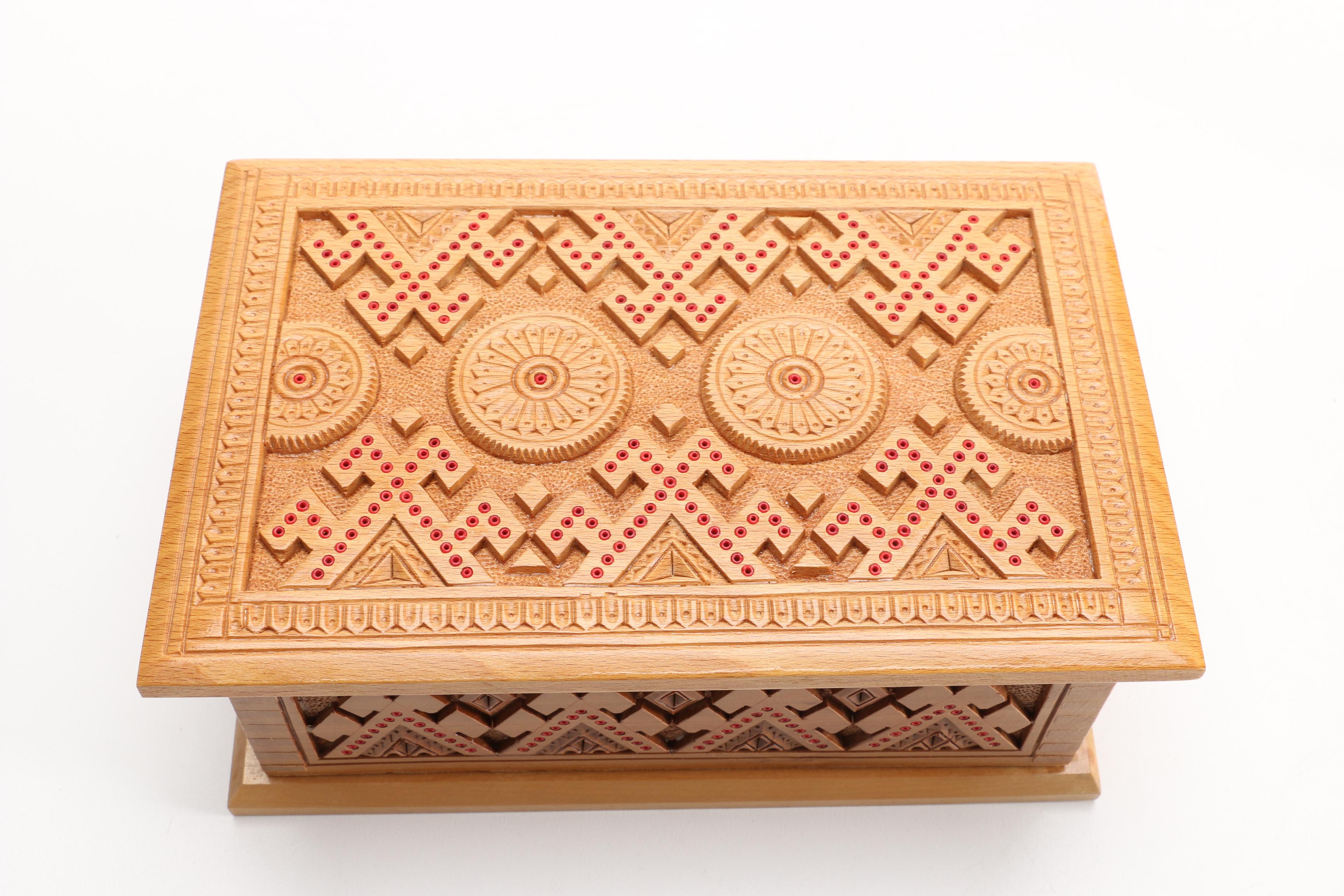 Southwest Inspired Carved Box, Cedar Chest Style Box and Fortunes Teas Box