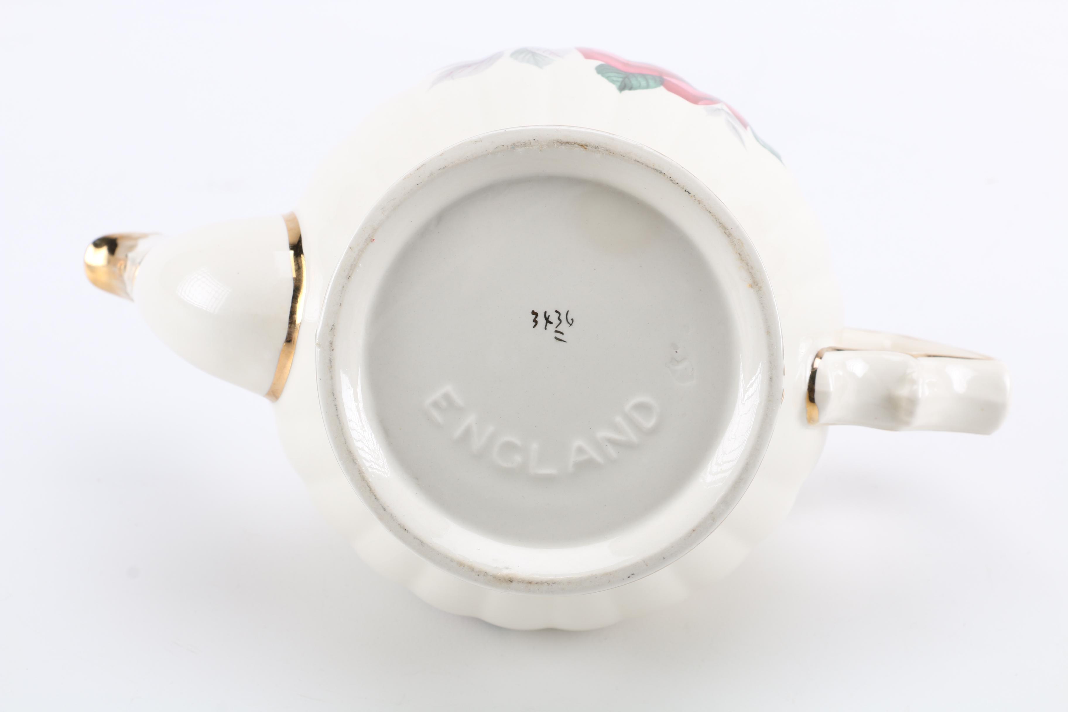 White Floral Ceramic Teapot