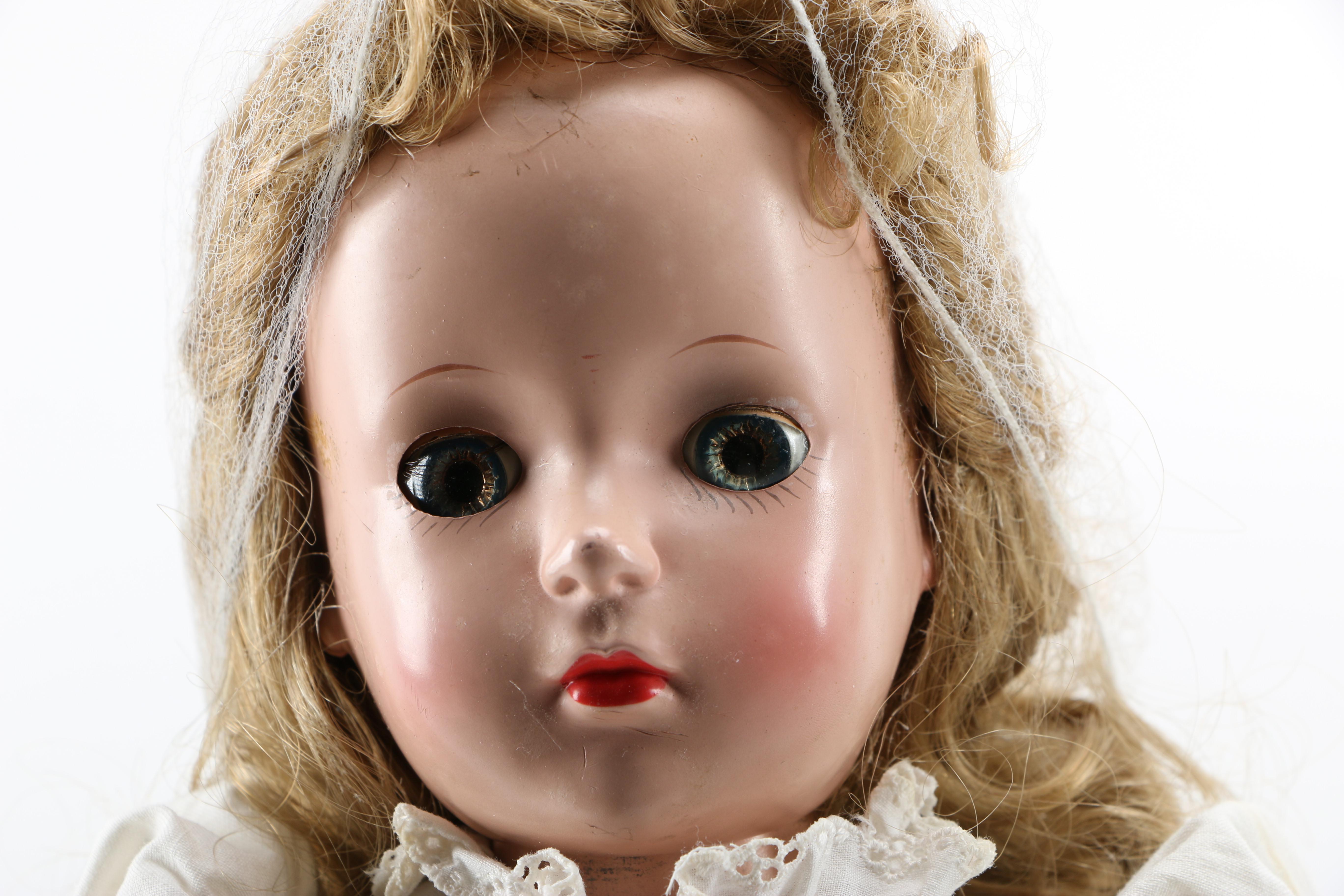 Doll in Blue Gingham Dress