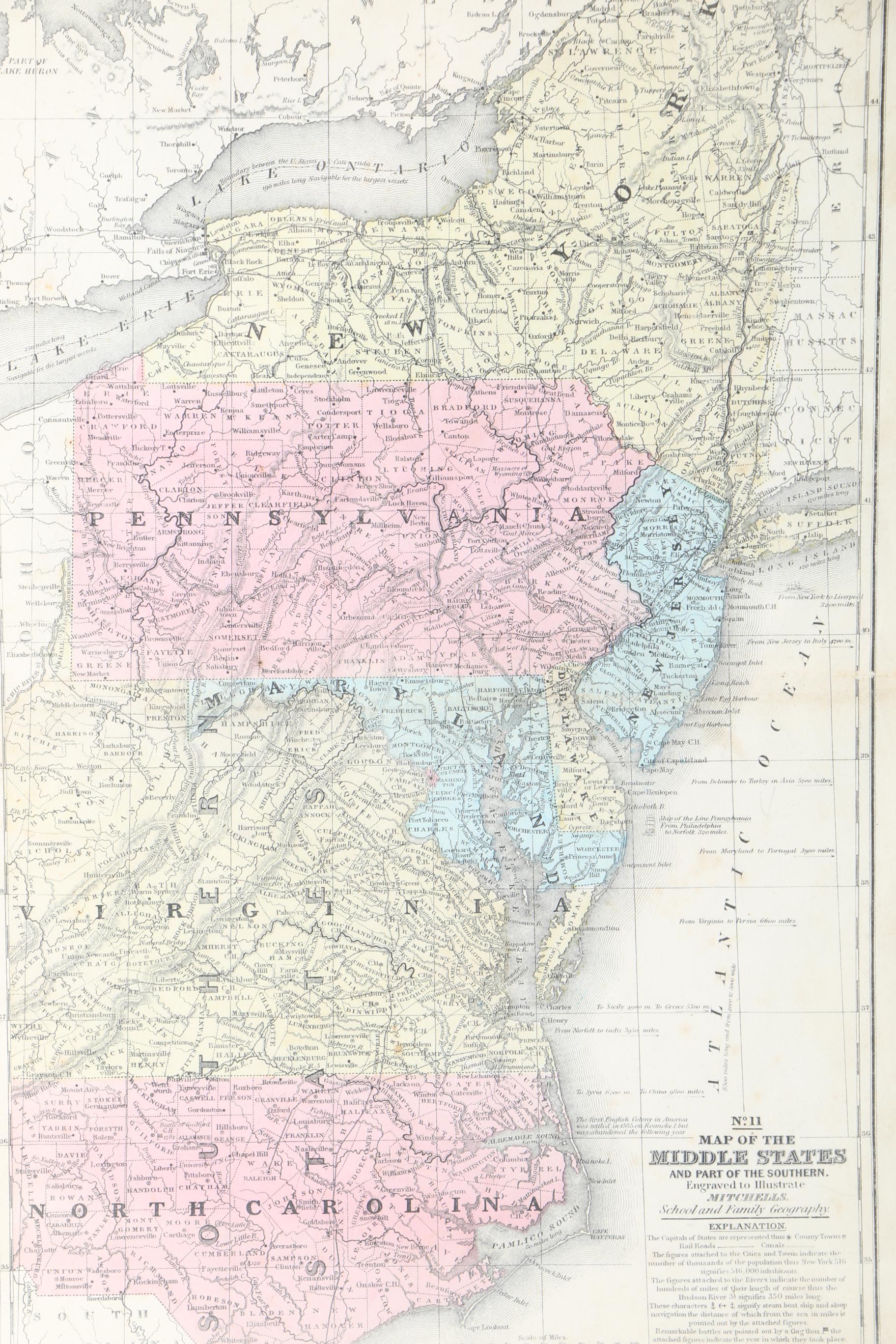 Framed Antique Maps from Mithchell's School Atlas