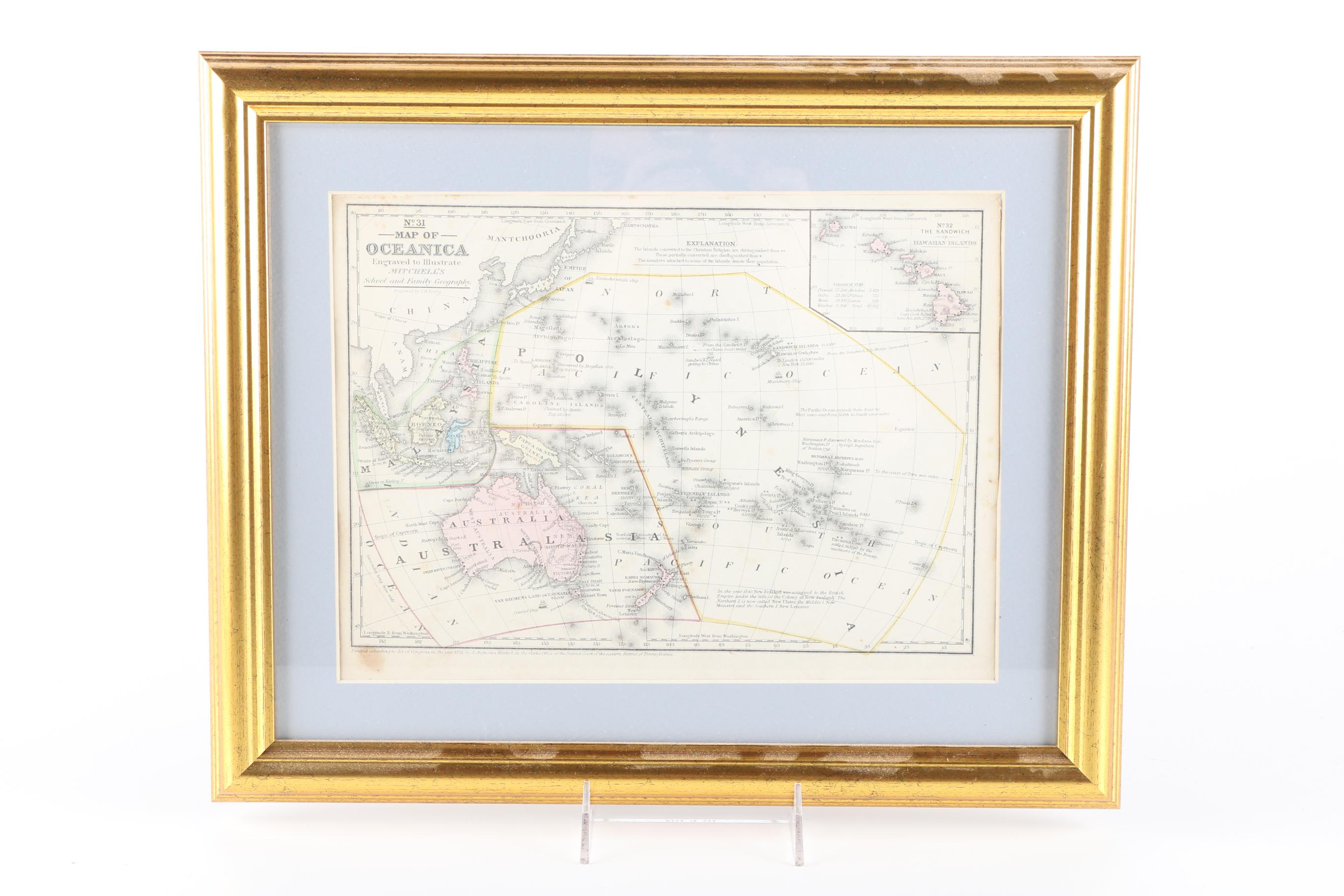 Collection of Framed Continental Maps