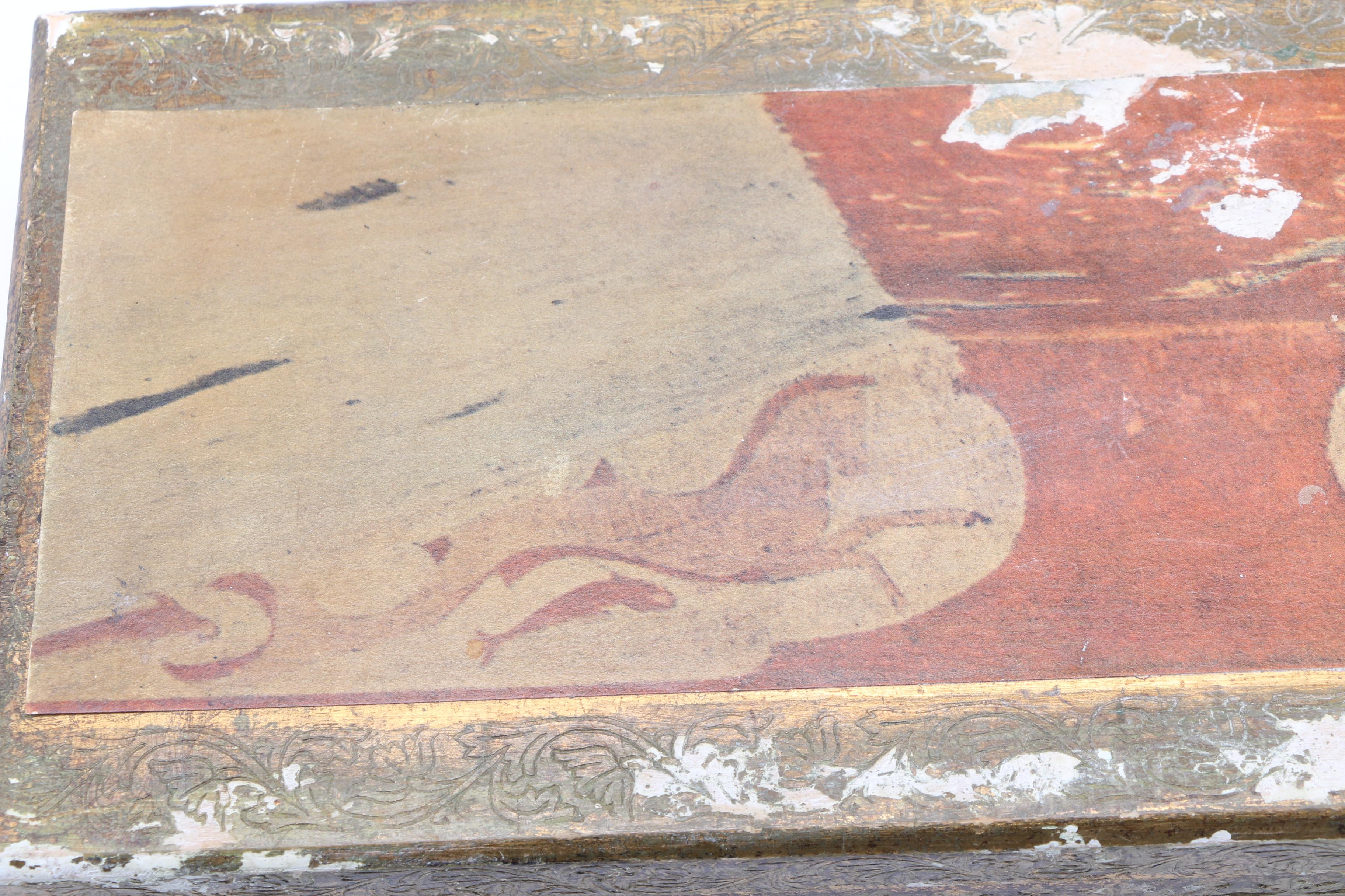 Italian Distressed Gold Tone Waste Bin and Trinket Box