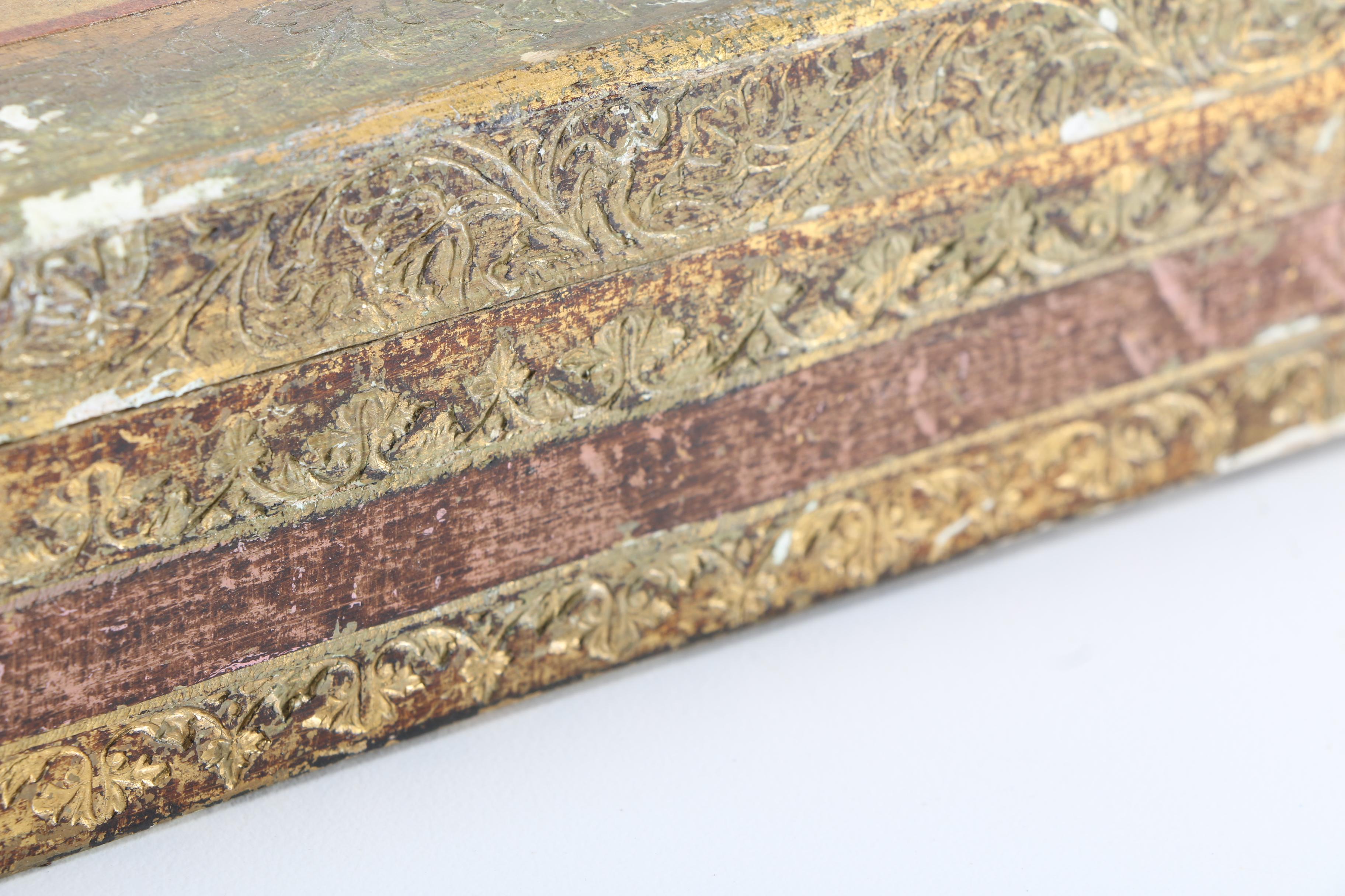 Italian Distressed Gold Tone Waste Bin and Trinket Box