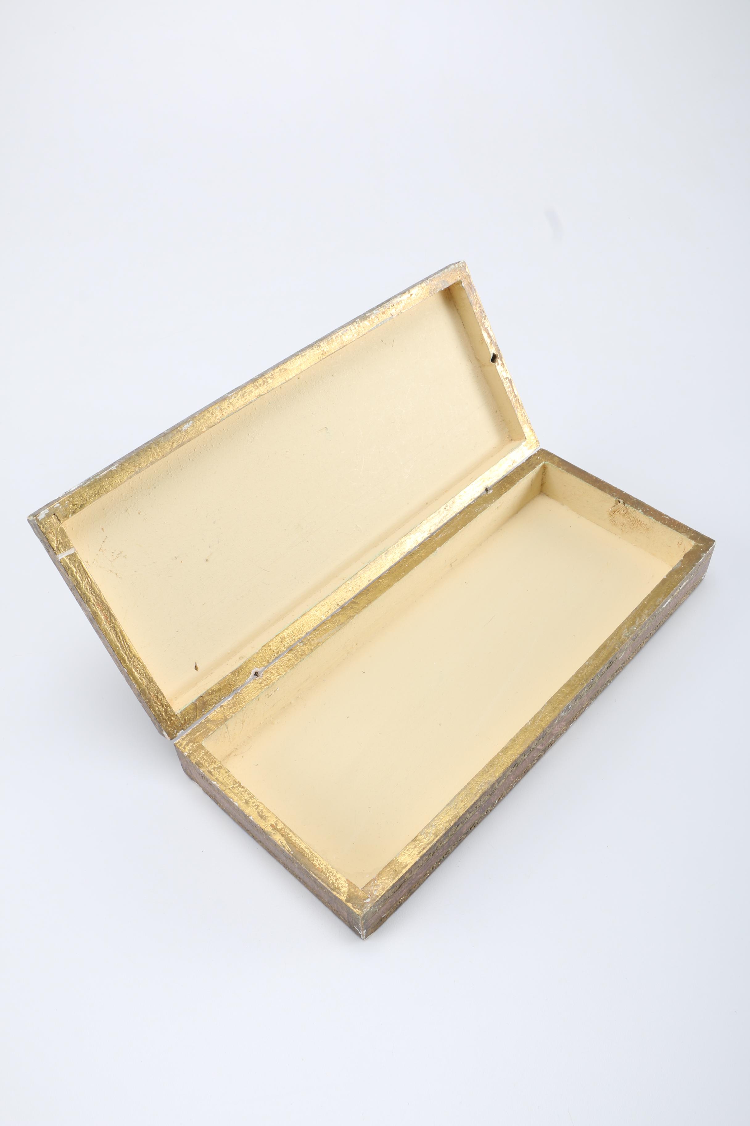 Italian Distressed Gold Tone Waste Bin and Trinket Box
