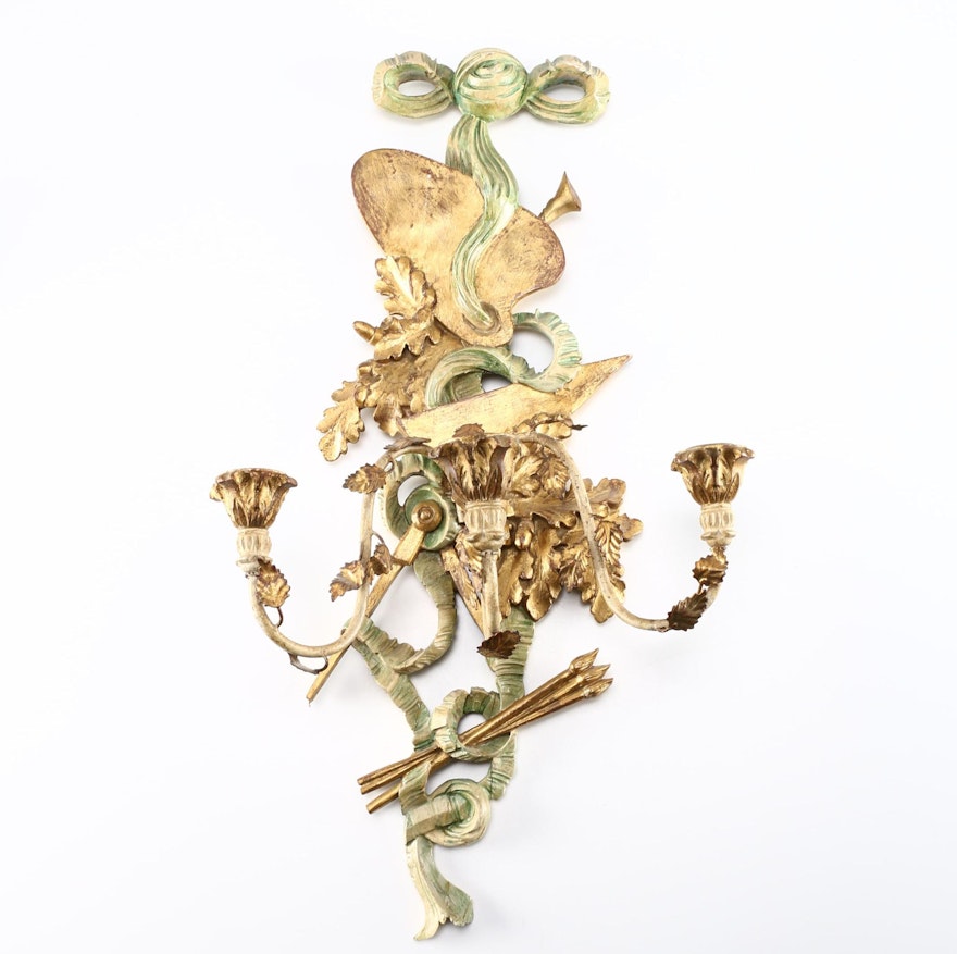 Louis XV Candelabra Wall Sconce With Artist Motifs