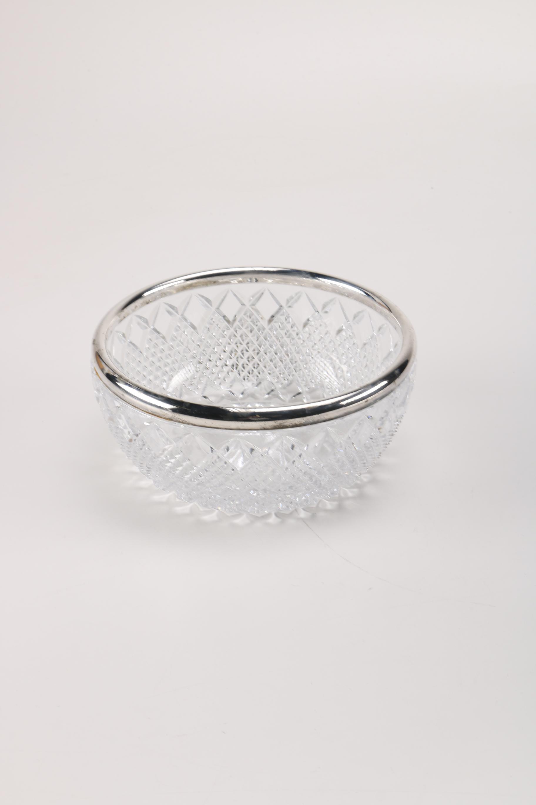 Crystal Bowl with Silver Plate Rim