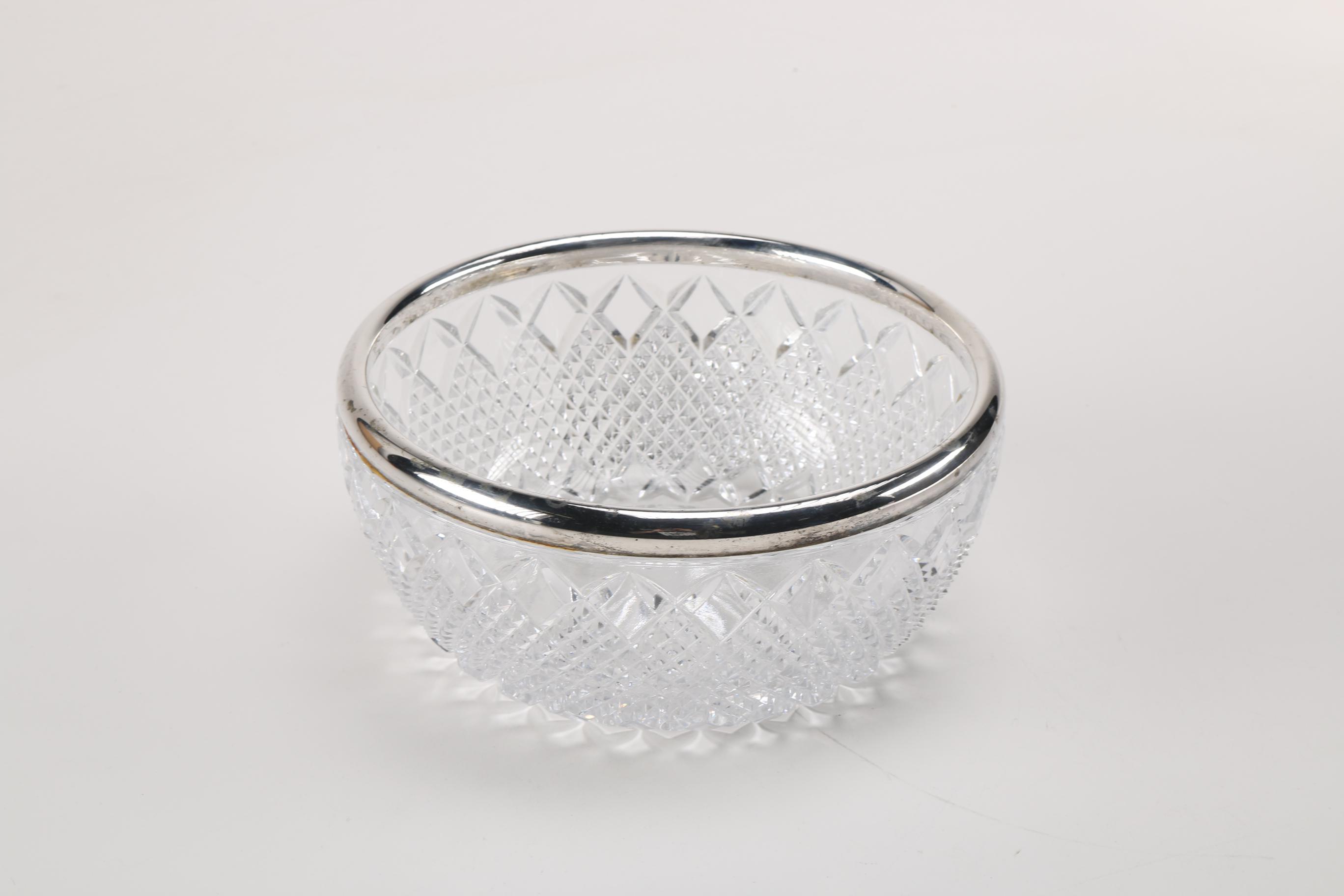 Crystal Bowl with Silver Plate Rim