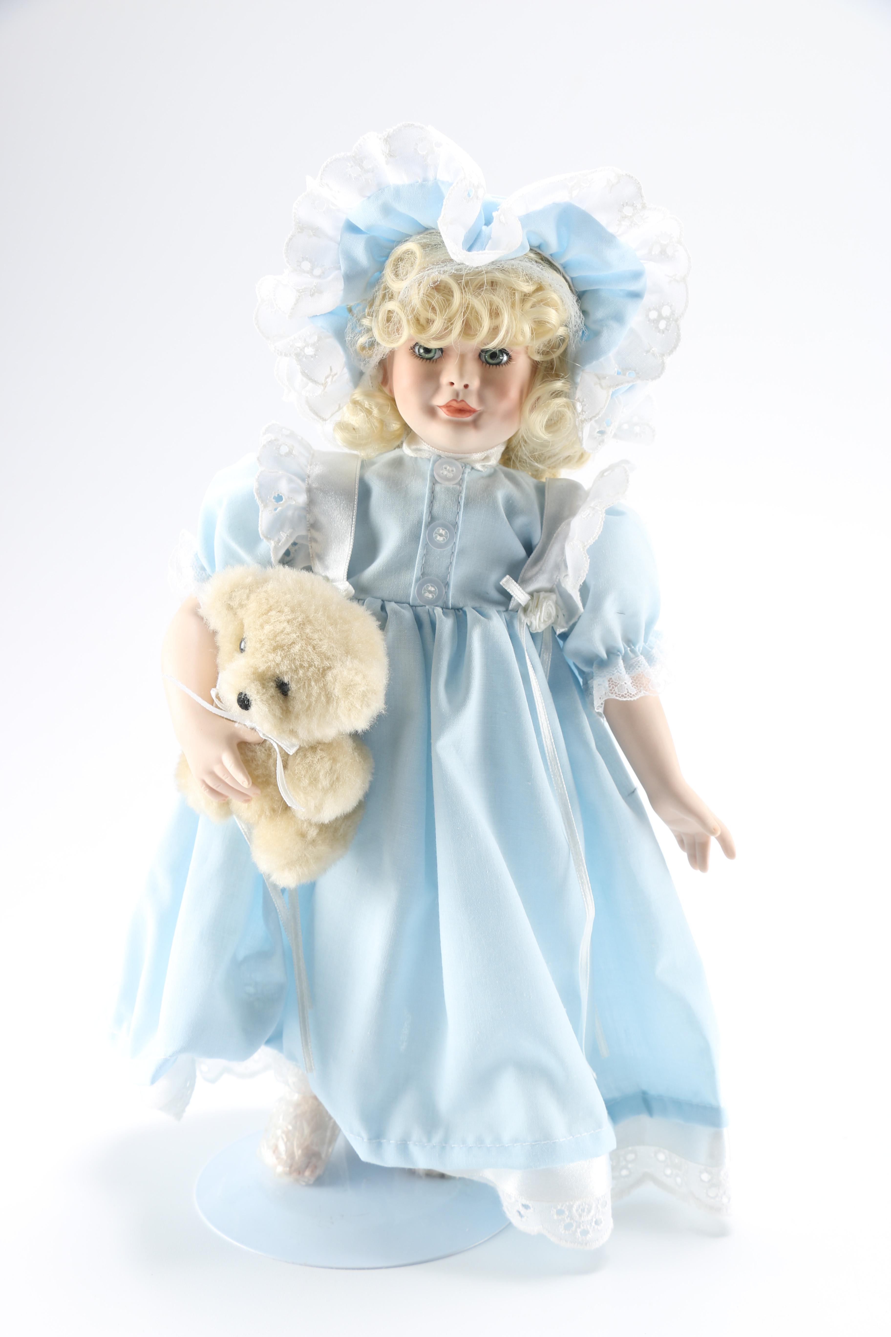 Paradise Gallery Doll Collection Featuring "Elizabeth and her Baby Bear" and "Kelly"