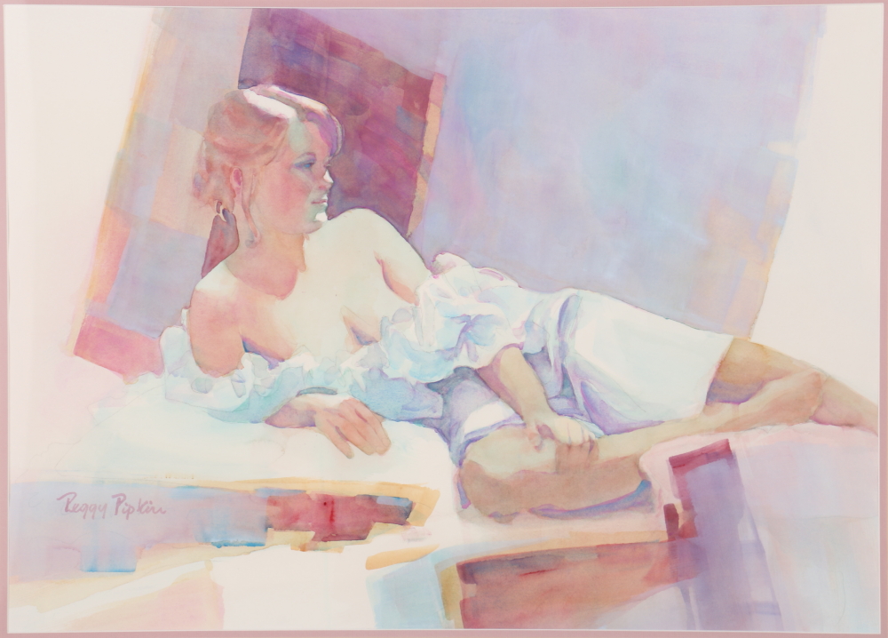 Peggy Pipkin Original Watercolor of a Woman Reclining