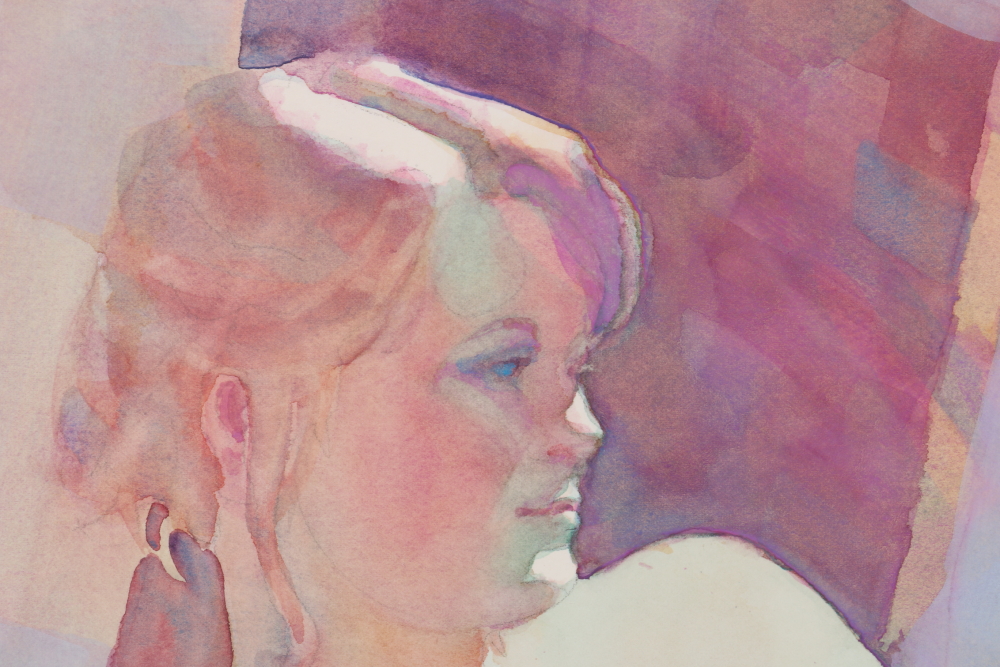 Peggy Pipkin Original Watercolor of a Woman Reclining