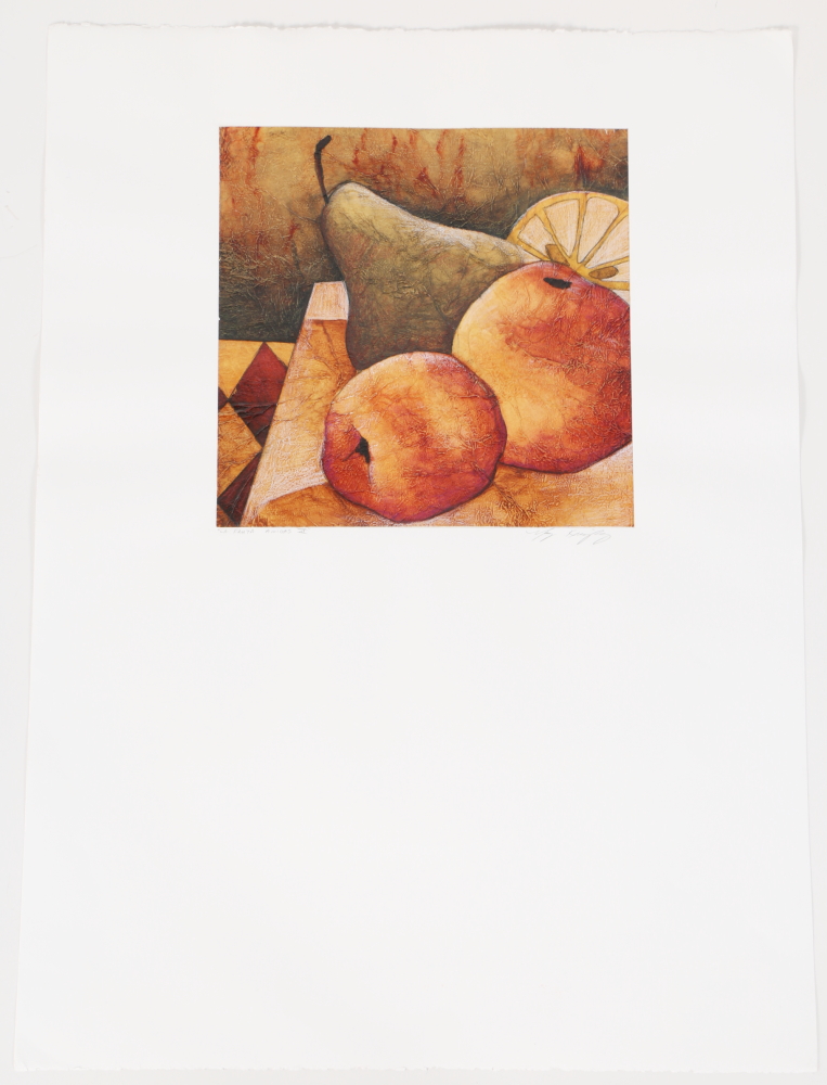 Mary Kreuziger Mixed Media on Paper "La Fruta Amigas III" and "La Fruta Amigas VI"