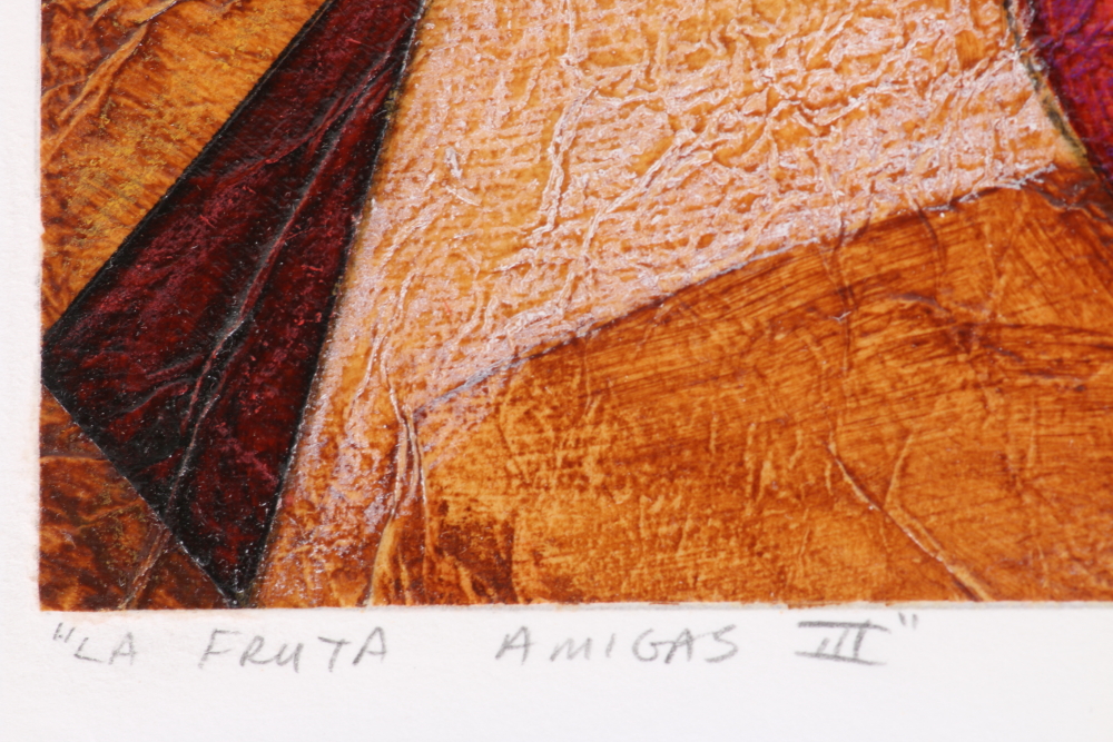 Mary Kreuziger Mixed Media on Paper "La Fruta Amigas III" and "La Fruta Amigas VI"