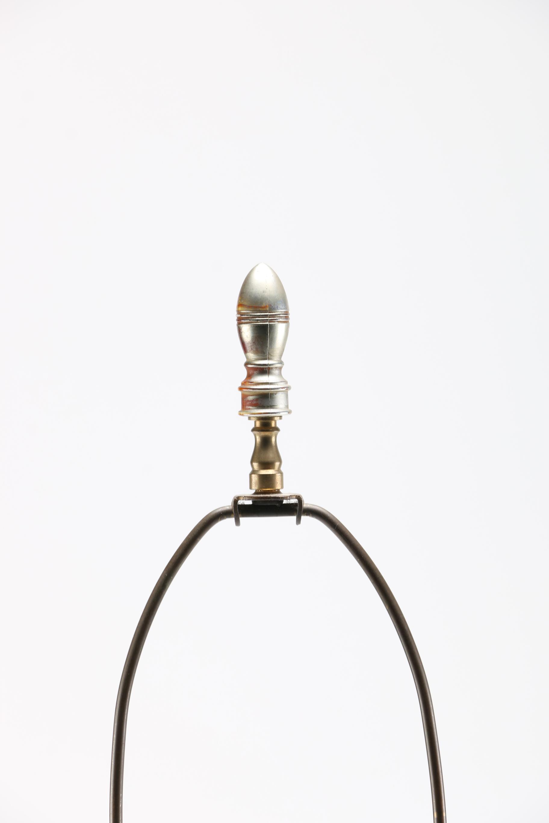 Brass Accented Floral Lamp