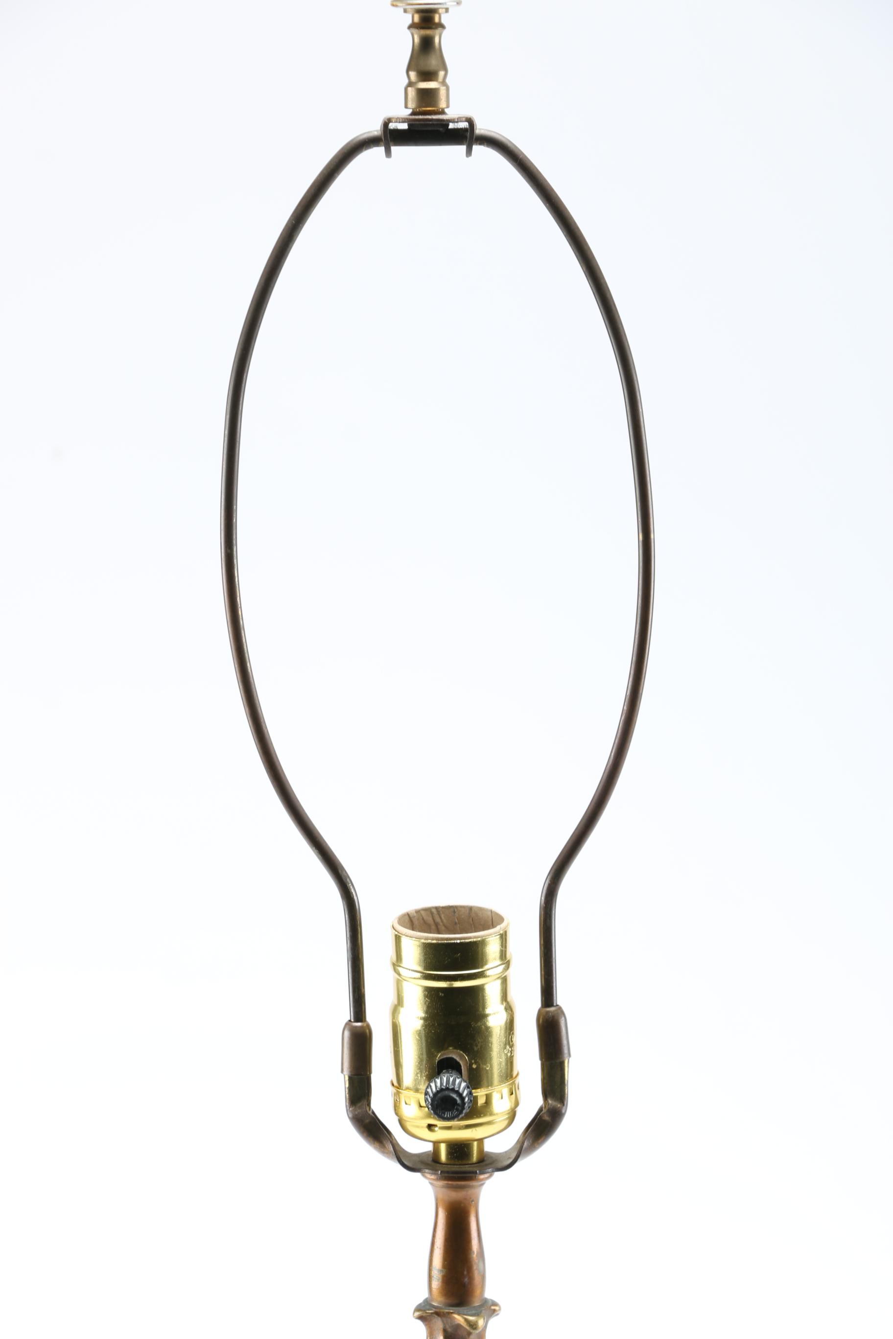Brass Accented Floral Lamp
