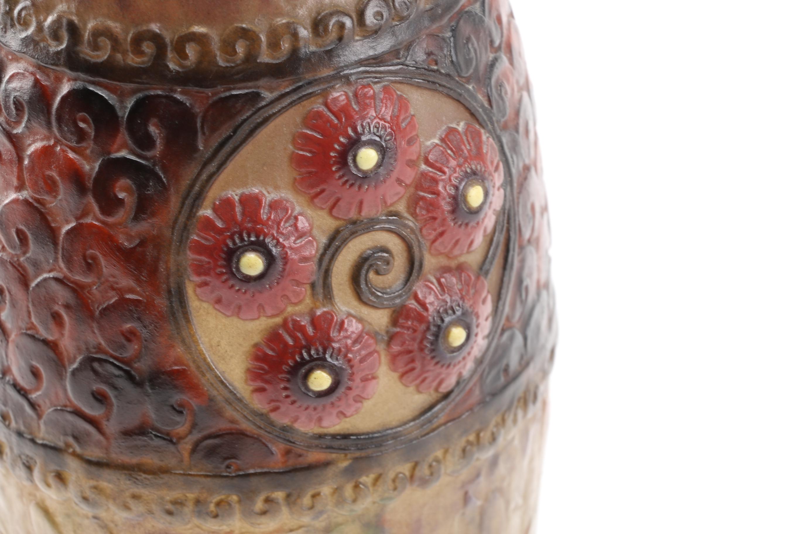 Brass Accented Floral Lamp