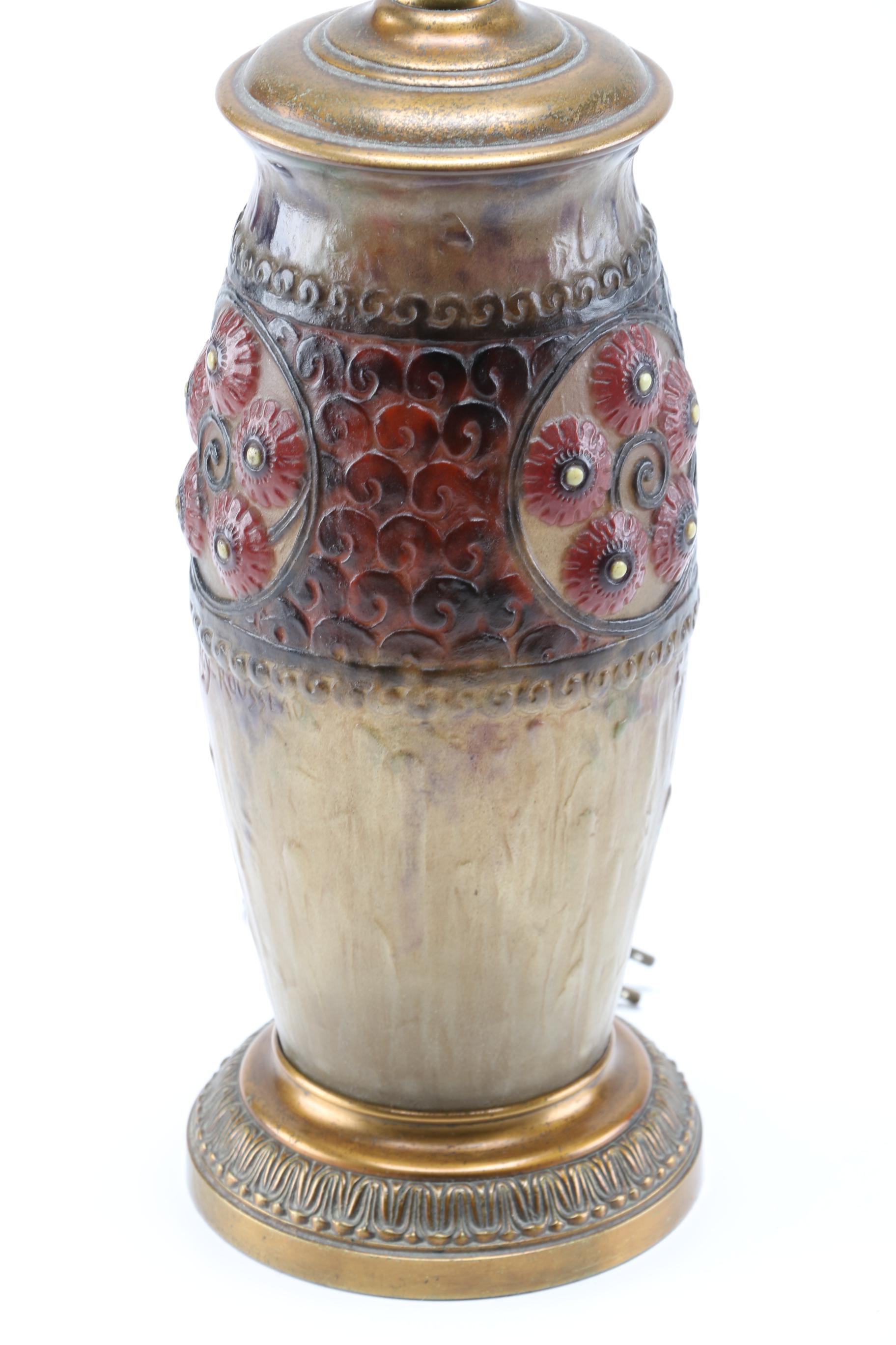 Brass Accented Floral Lamp