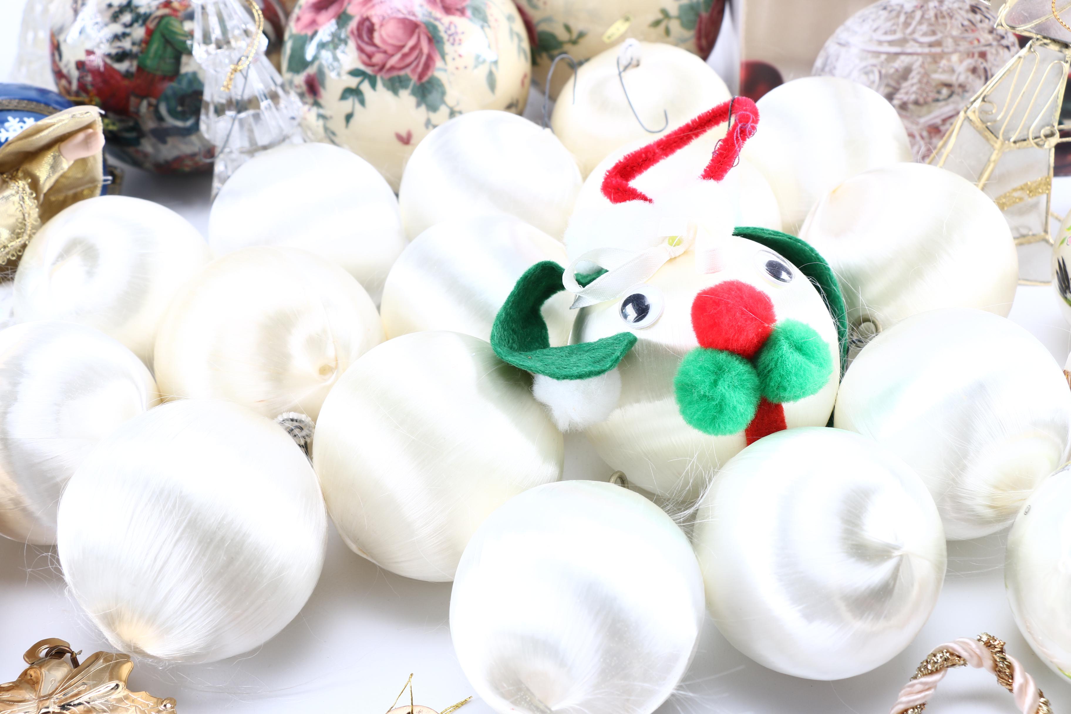 Fifth Avenue Crystal Candy Dish and Assortment of Christmas Ornaments