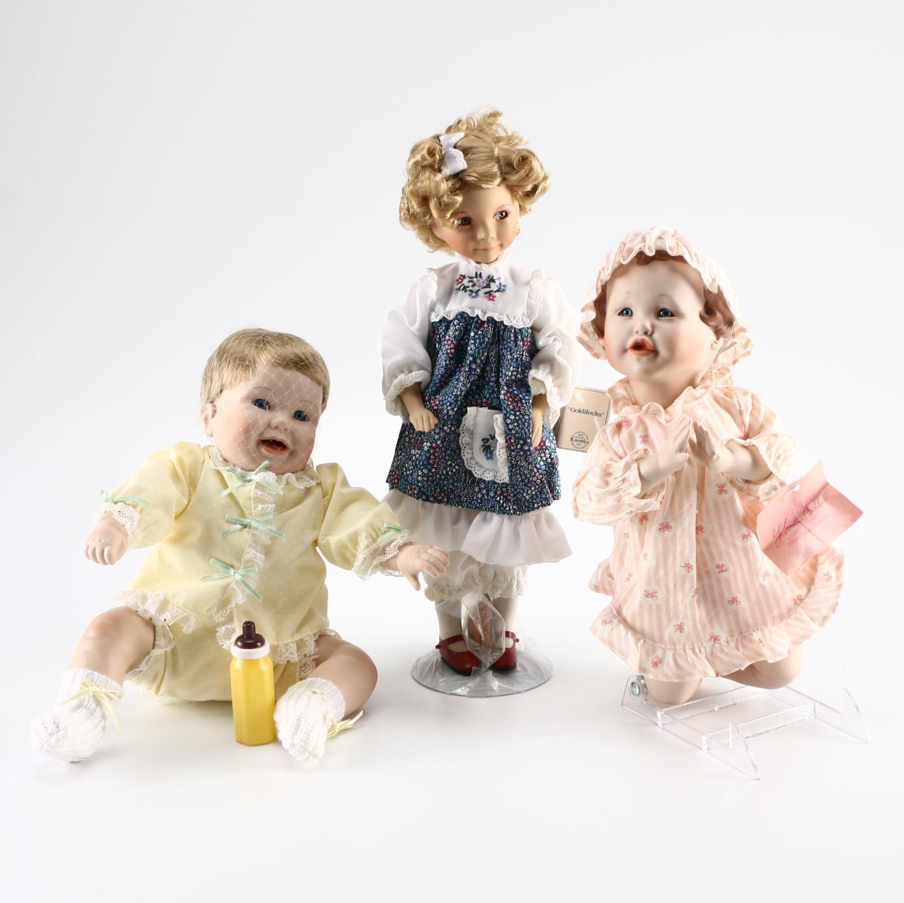 Knowles  Porcelain Dolls Featuring "Goldilocks" and "Emily"