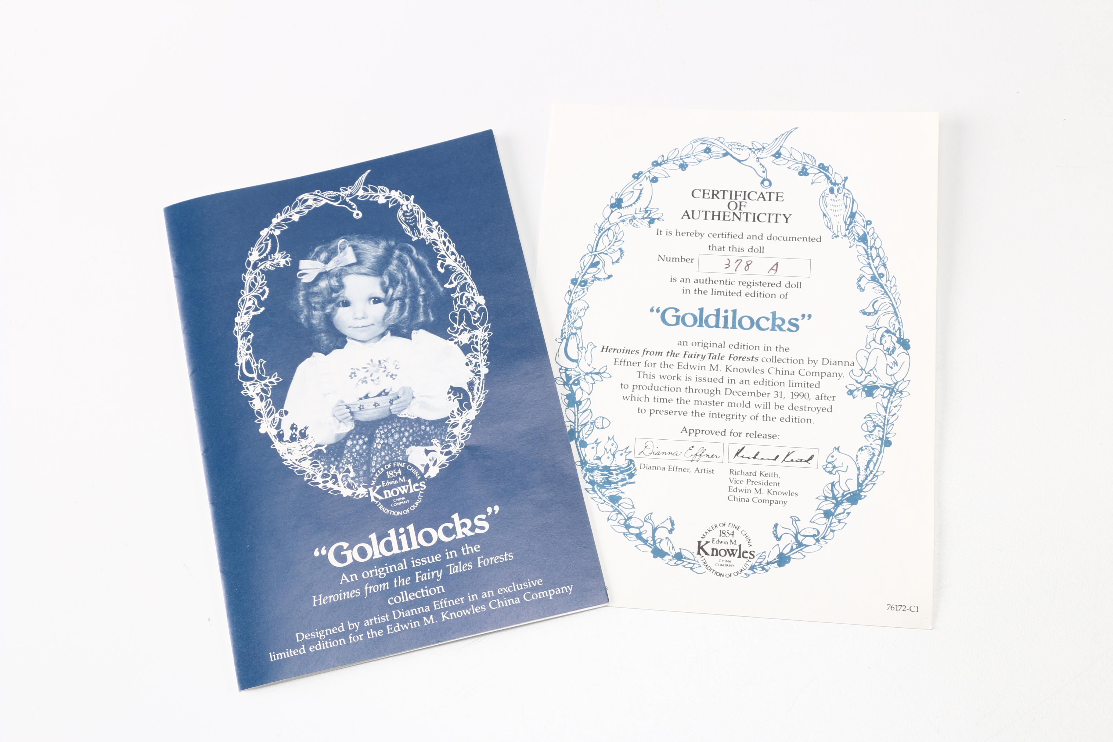 Knowles  Porcelain Dolls Featuring "Goldilocks" and "Emily"