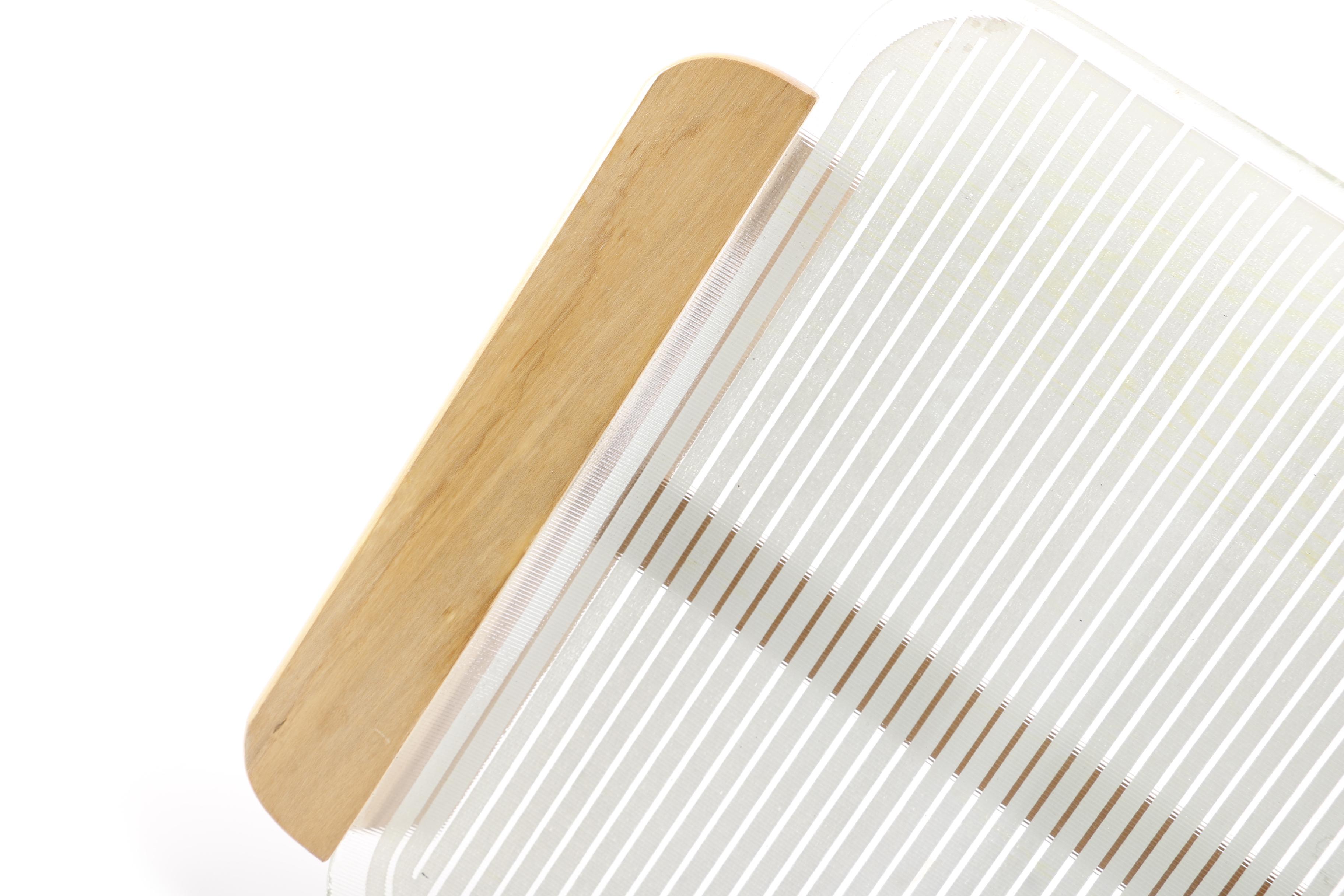 1970s Minimalist Glass and Blonde Wood Warming Tray