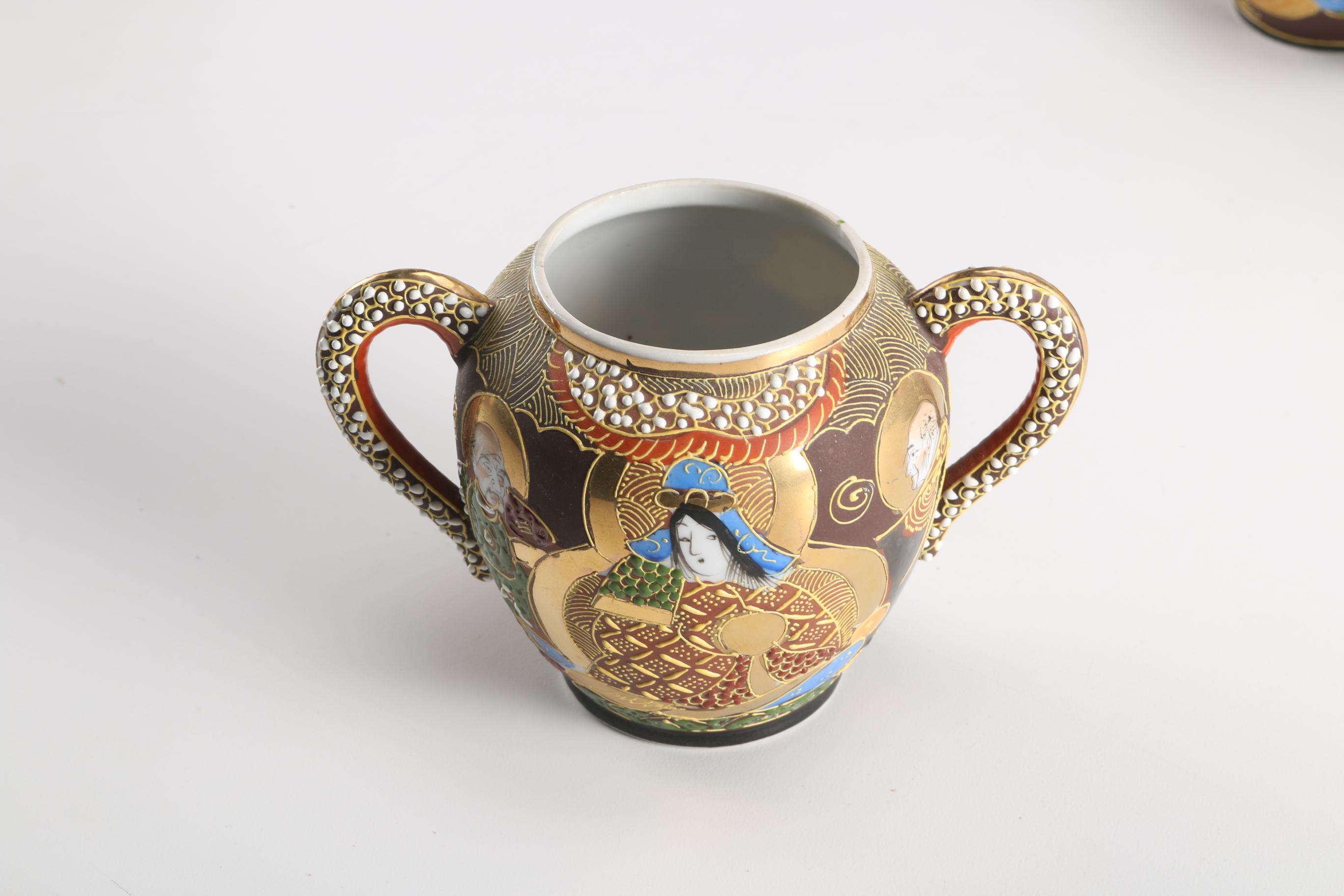 Vintage Japanese Moriage Decorated Tea Set