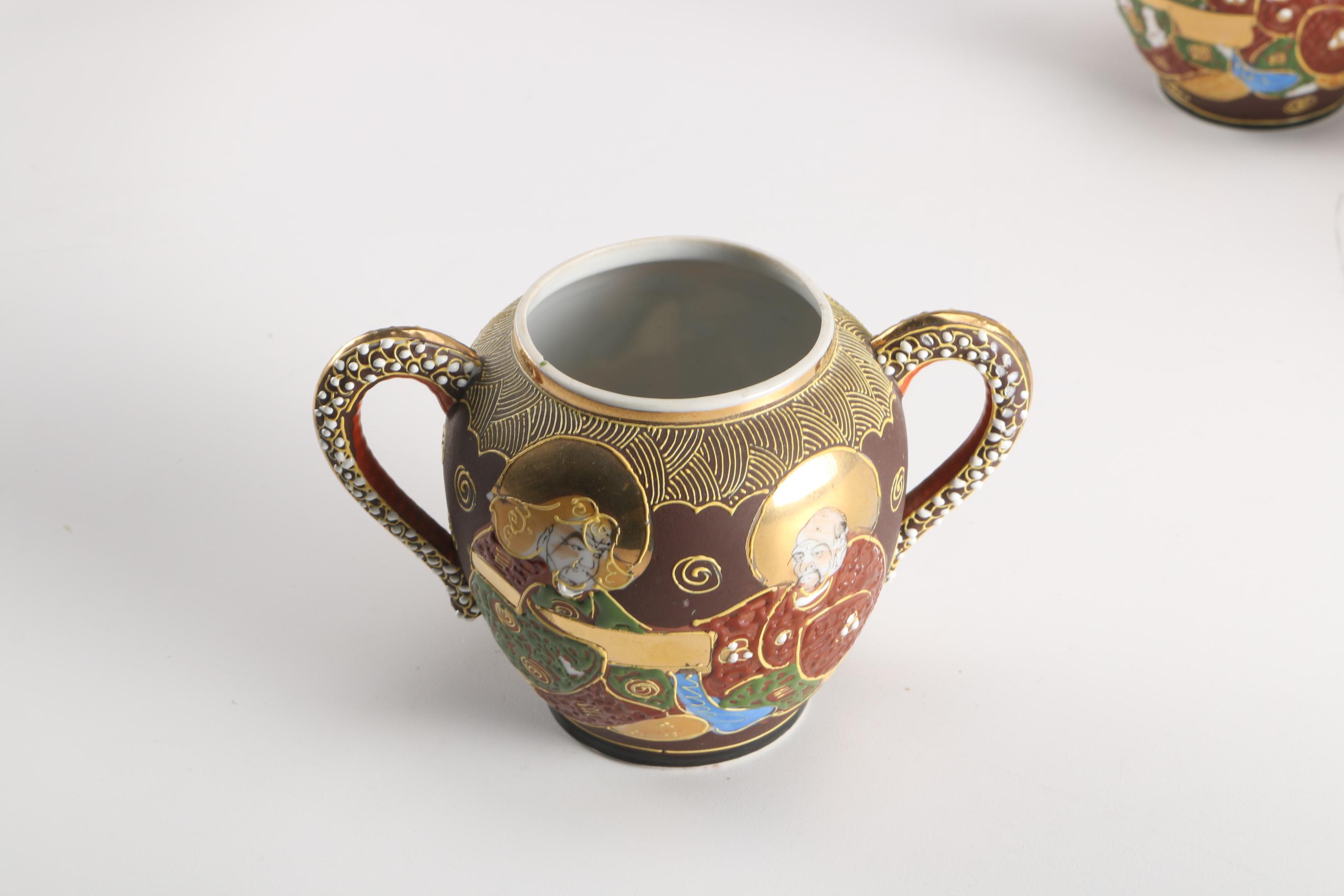 Vintage Japanese Moriage Decorated Tea Set