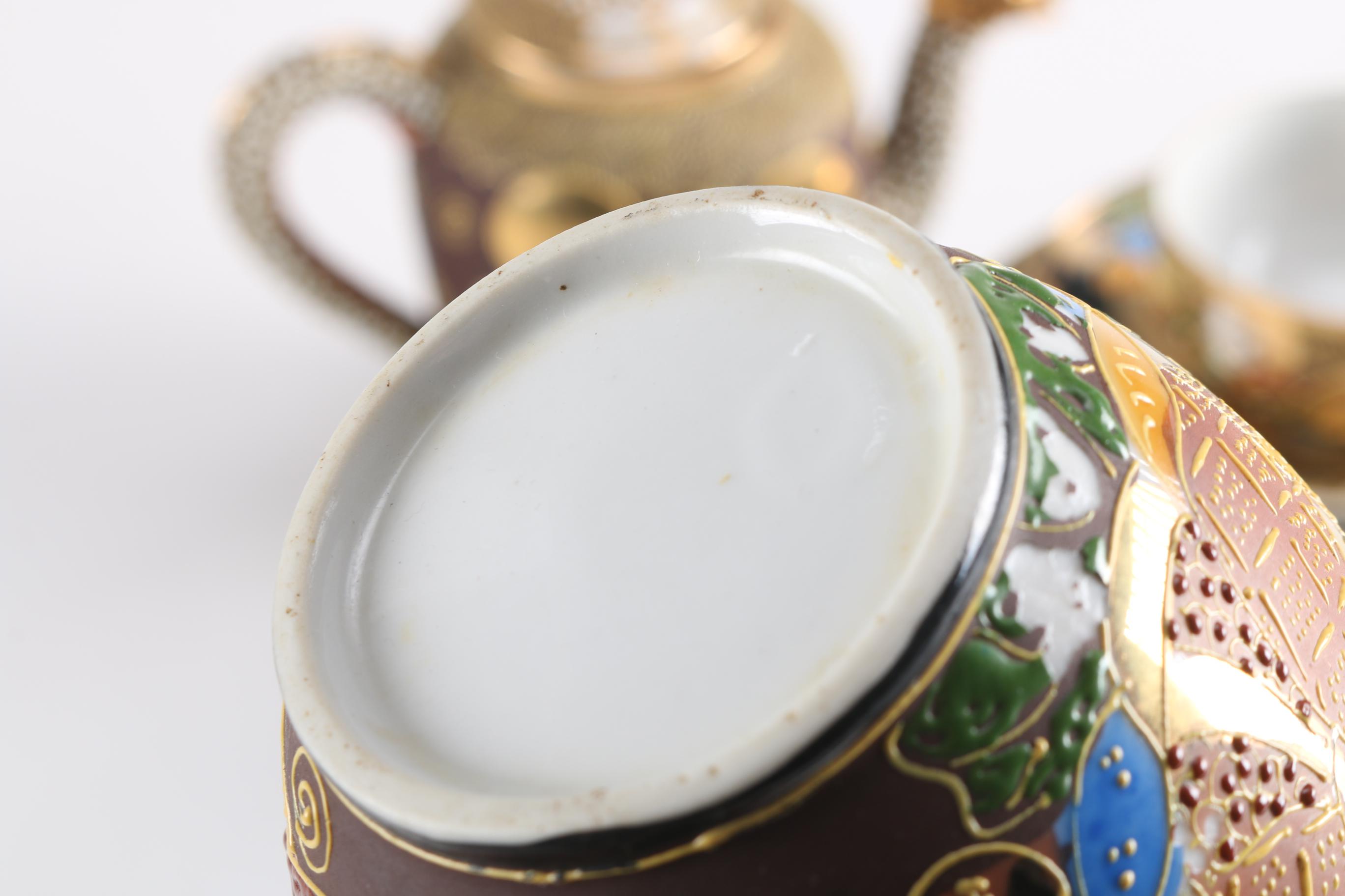 Vintage Japanese Moriage Decorated Tea Set