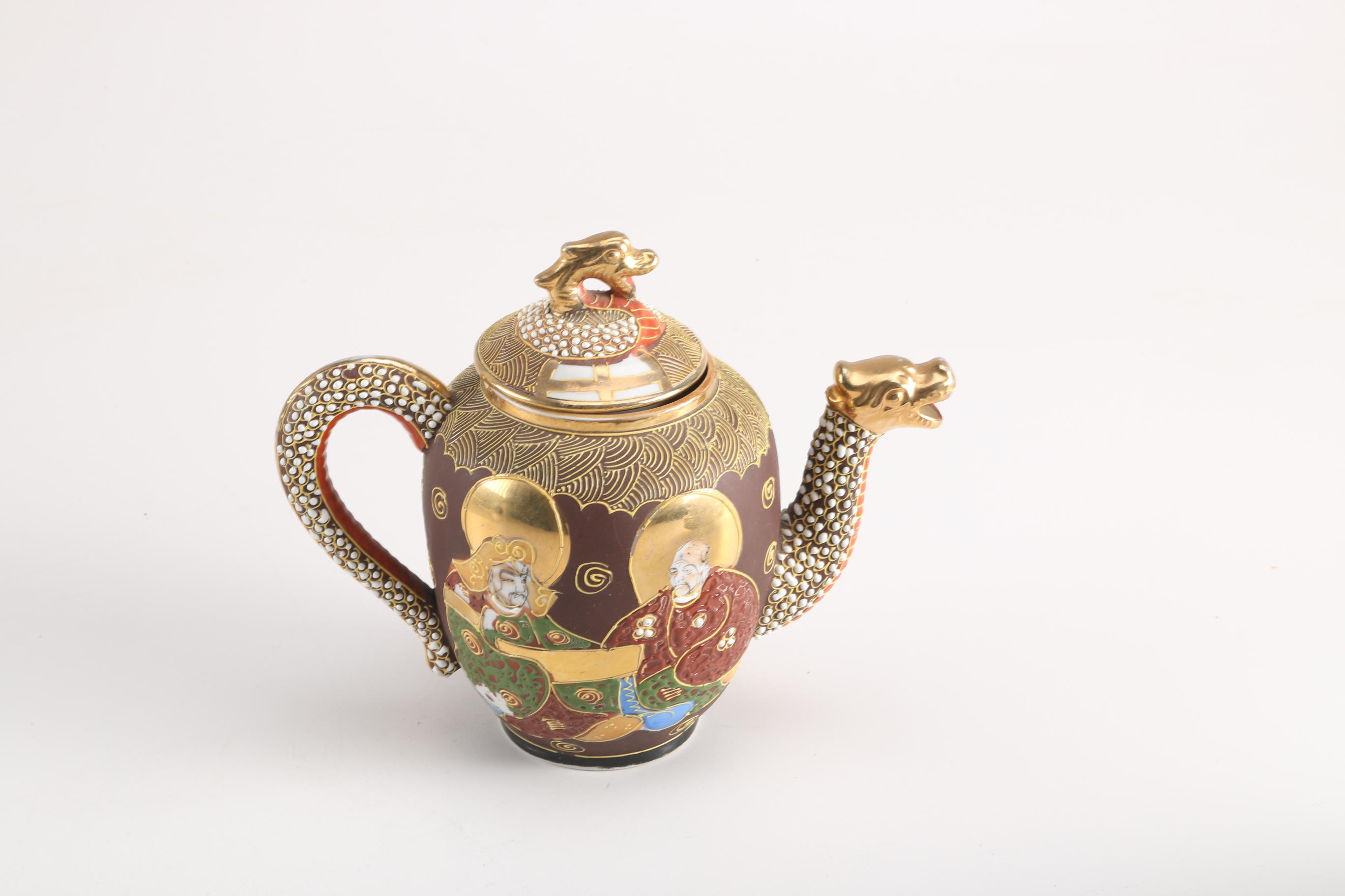 Vintage Japanese Moriage Decorated Tea Set