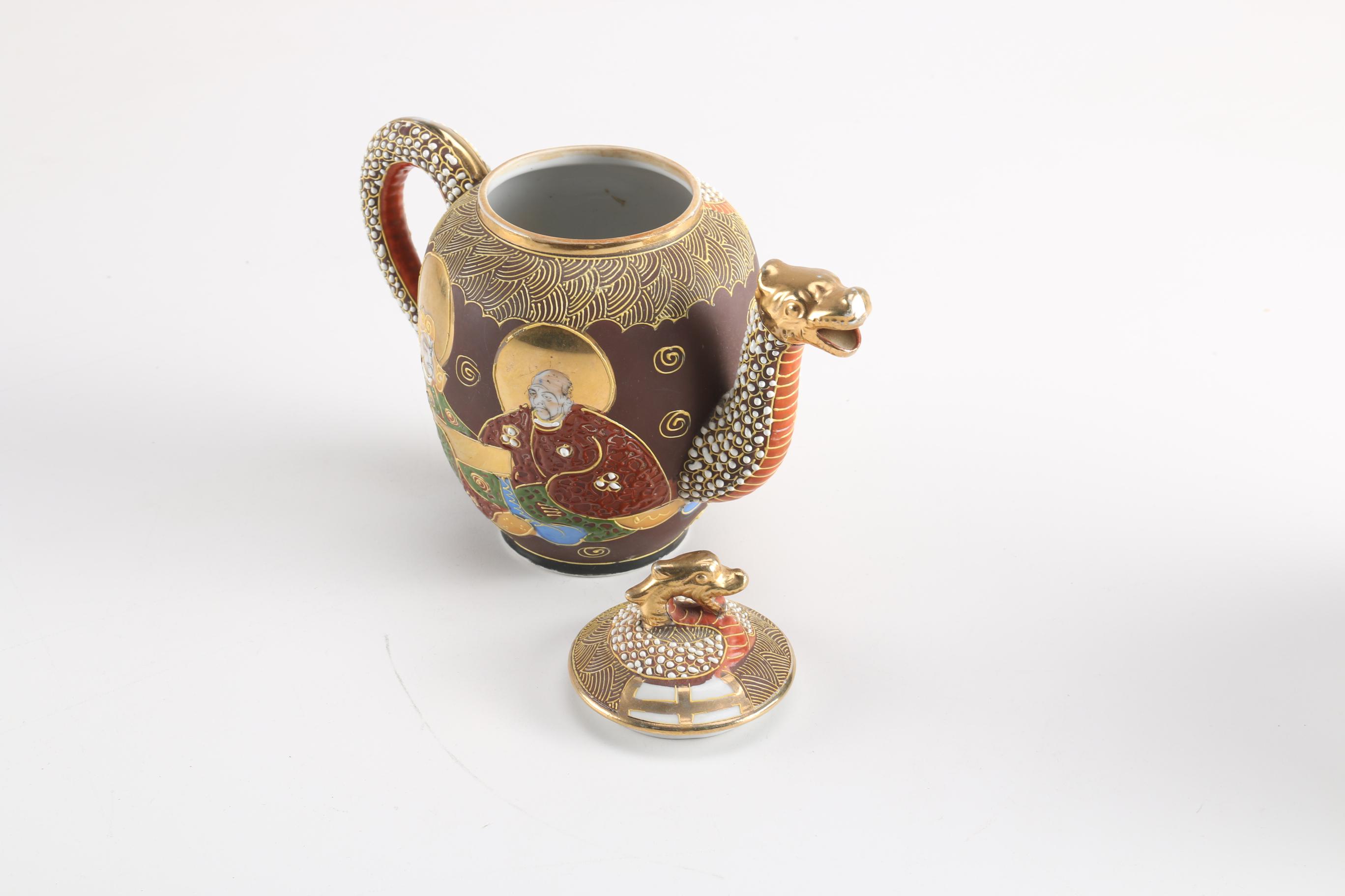 Vintage Japanese Moriage Decorated Tea Set