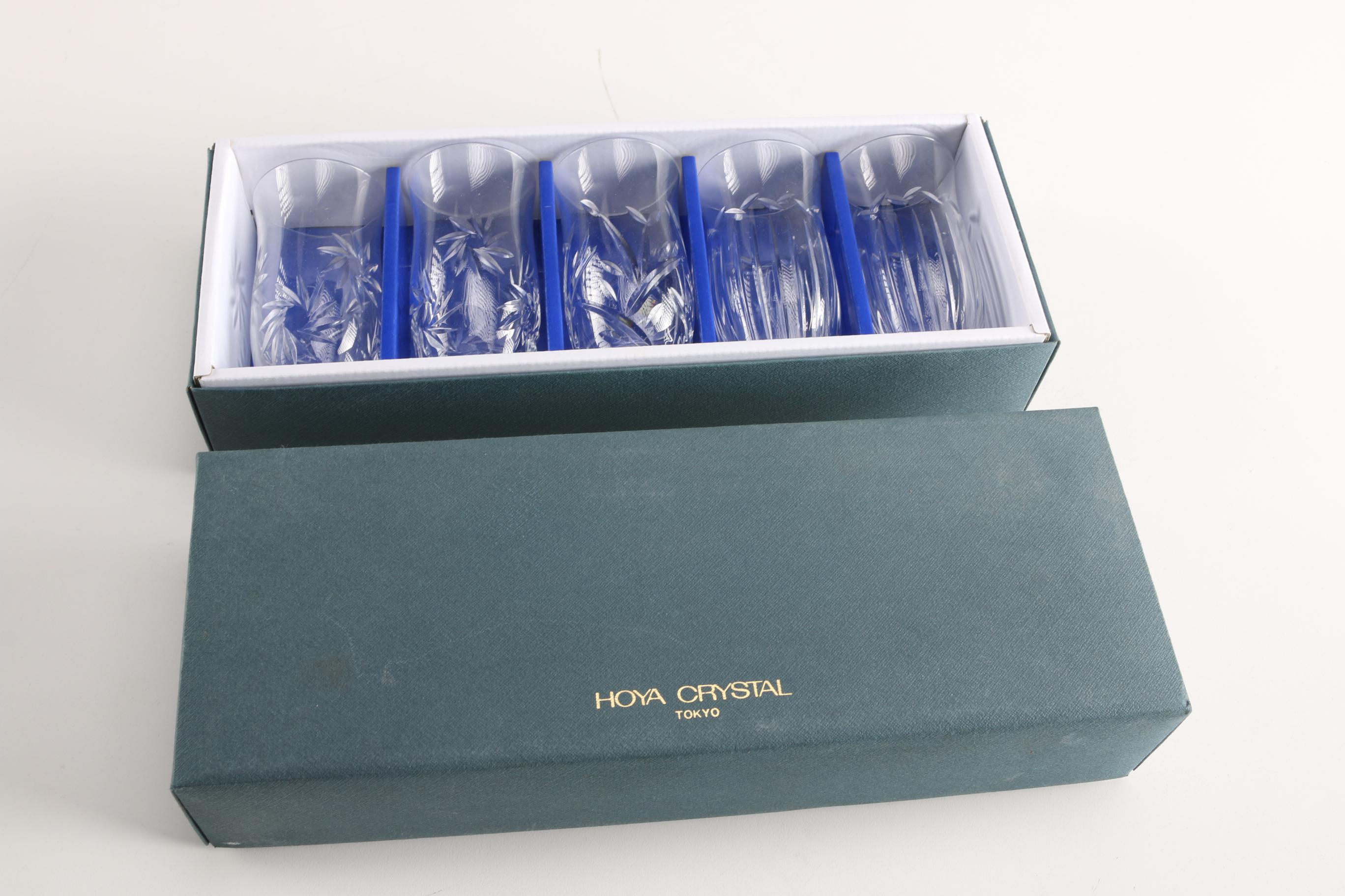 Set of Hoya Crystal Saki Glasses