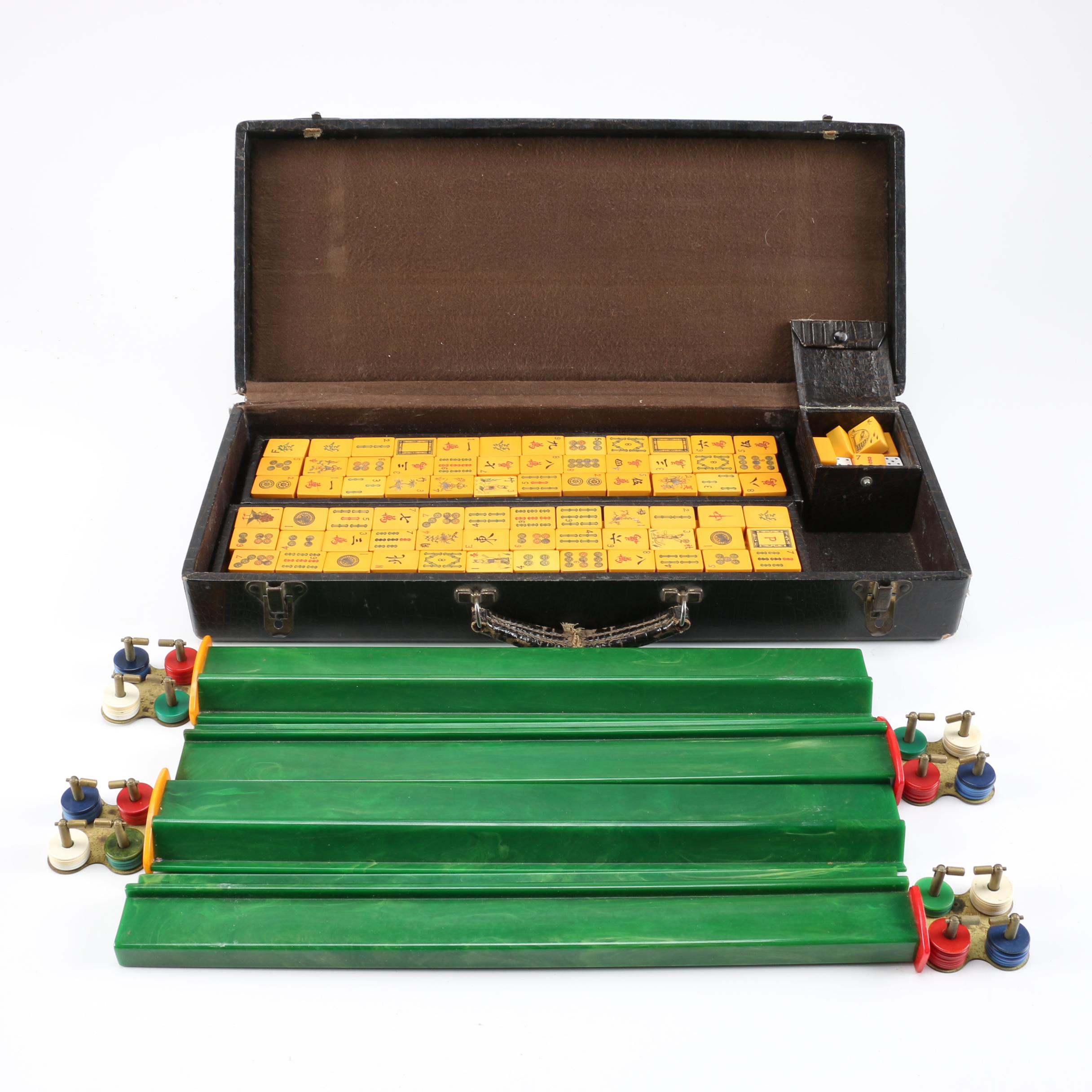 1950s E. S. Lowe Bakelite Mahjong Set in Original Case