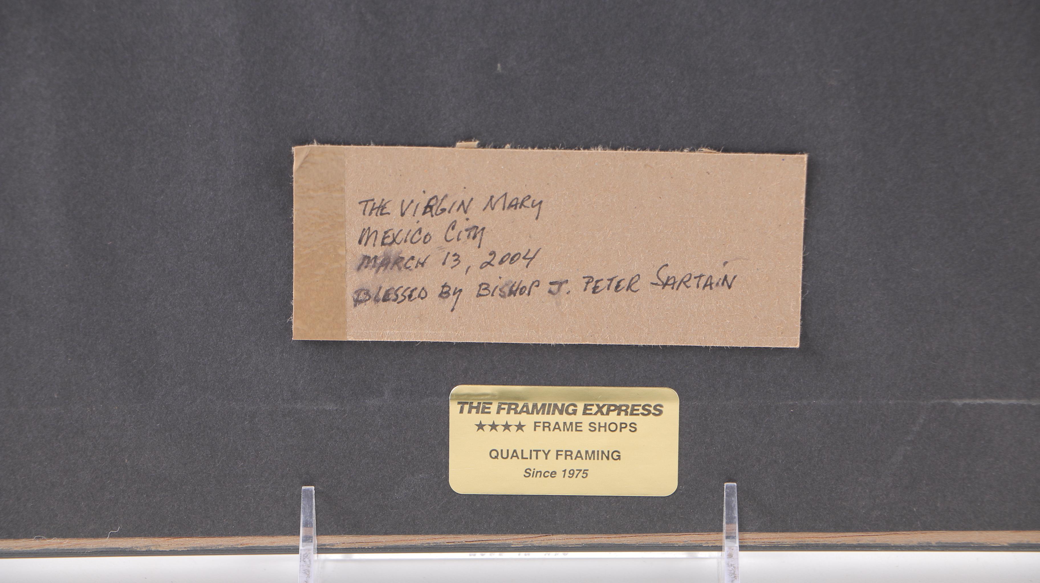 Mexican Original Oil and Gouache Painting on Paper "The Virgin Mary"