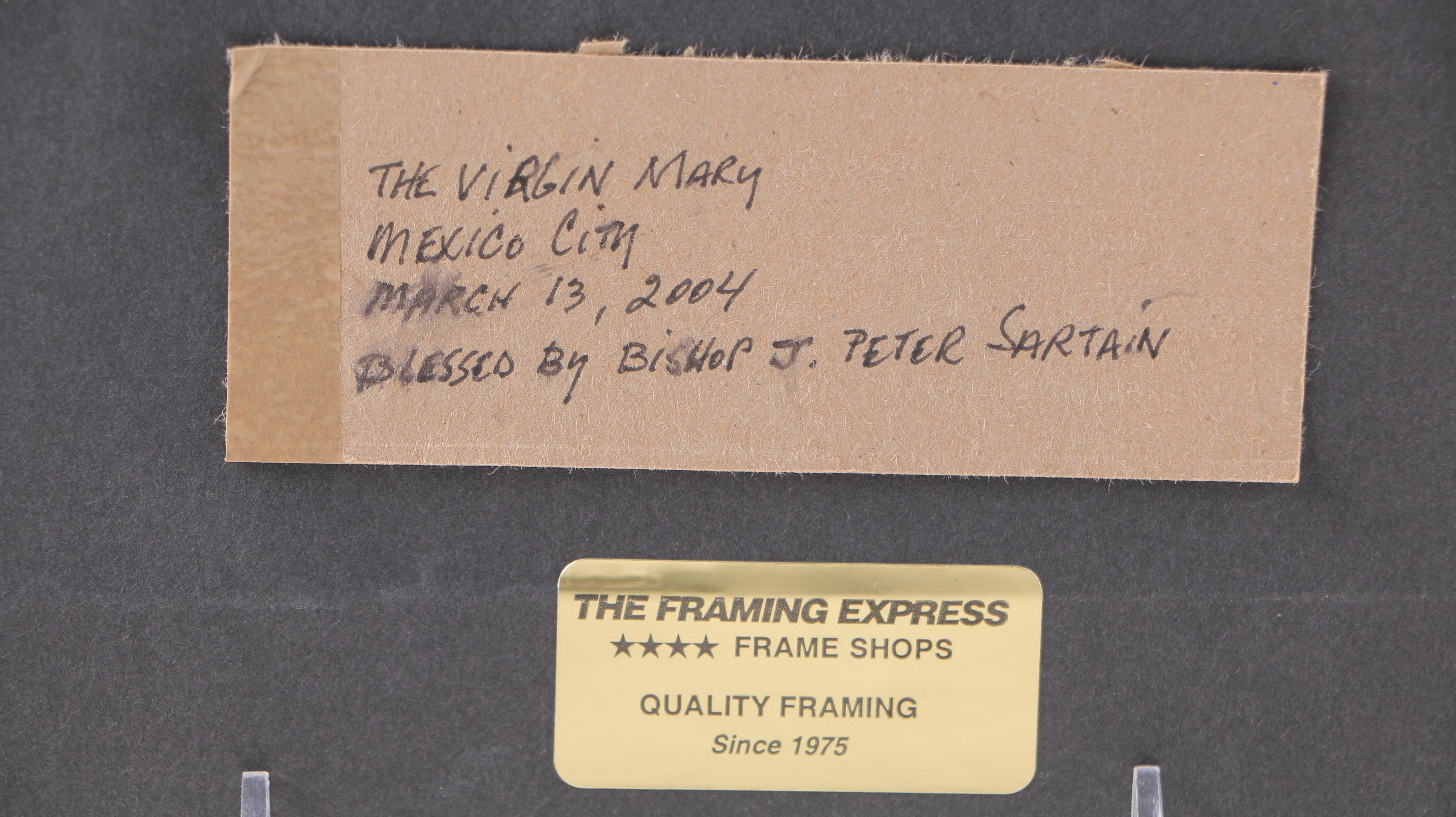 Mexican Original Oil and Gouache Painting on Paper "The Virgin Mary"