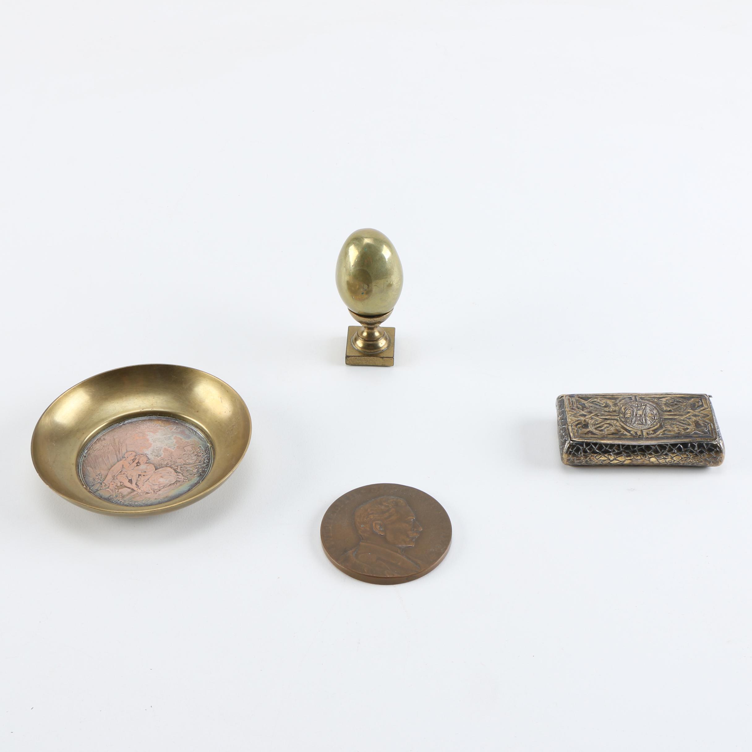 Vintage Decorative Objects With Antique Snuff Box