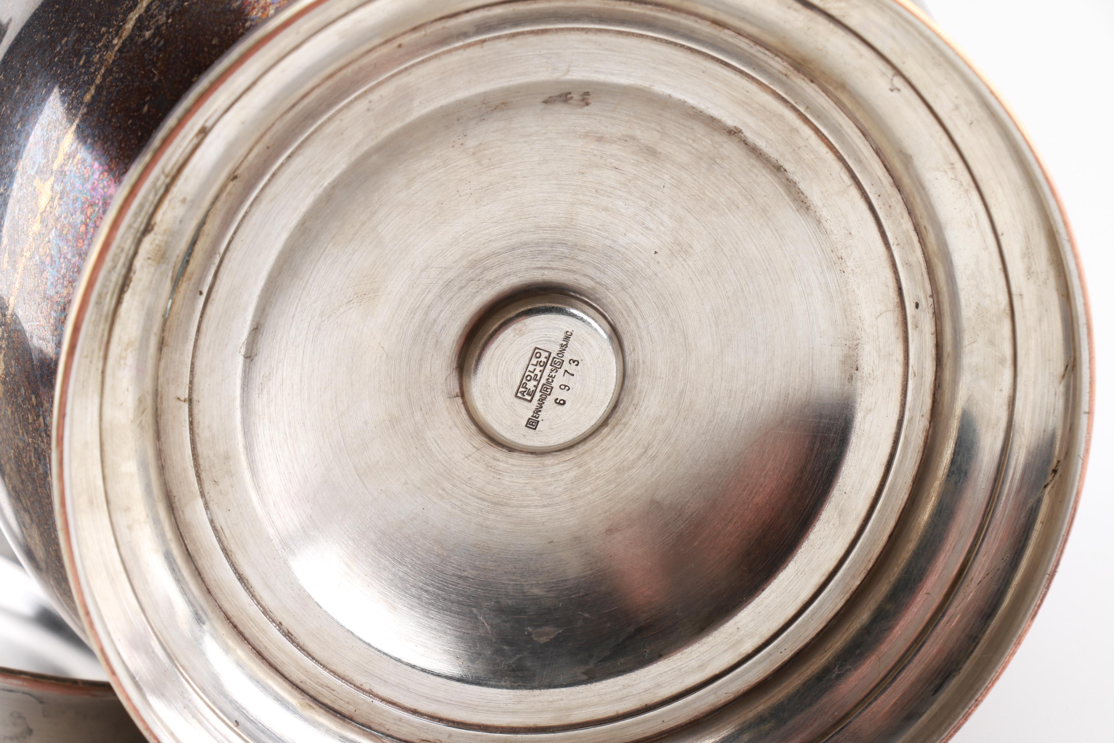 Bernard Rice's Sons Ice Bucket with Milk Glass Interior and Tongs