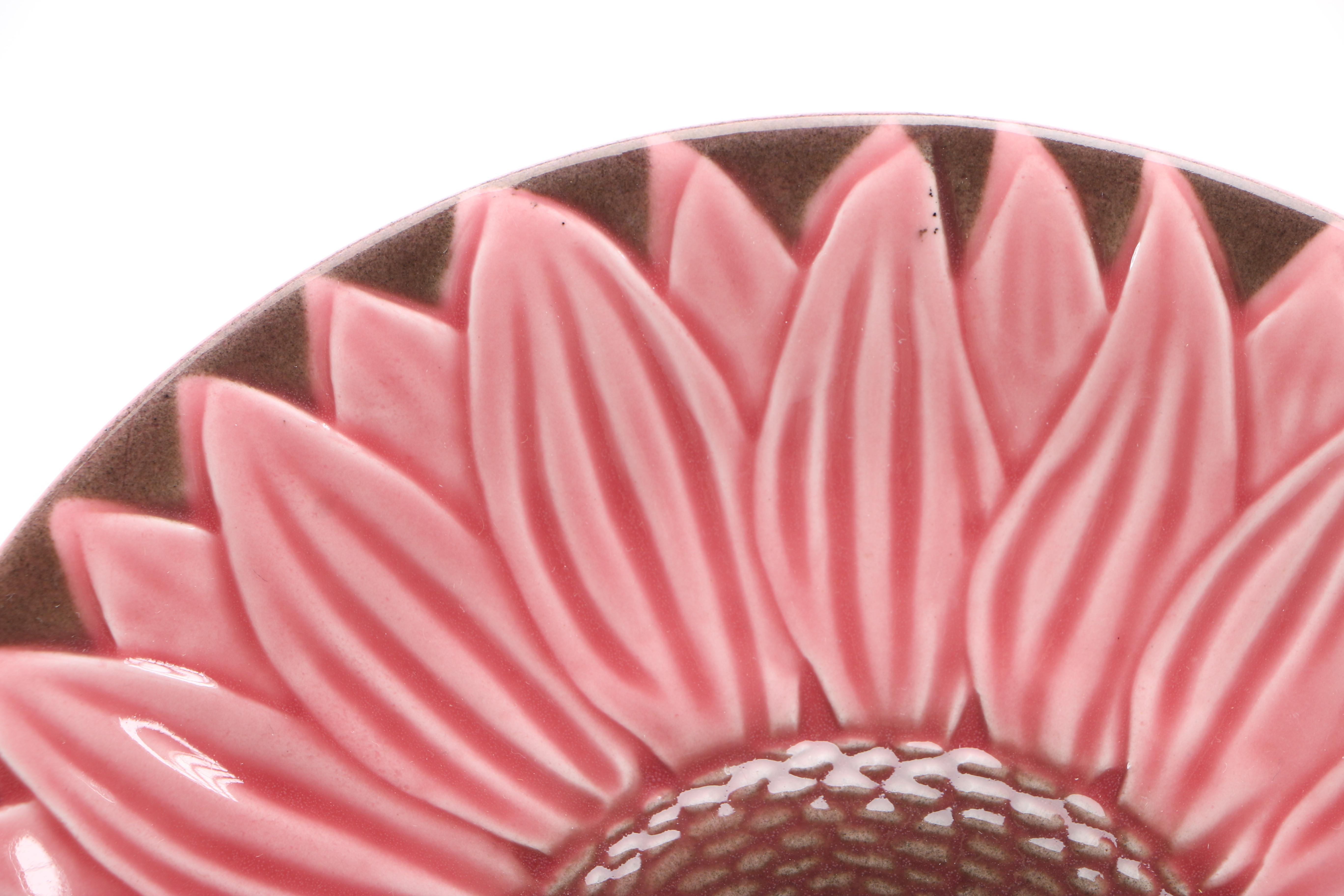 Majolica Paience d'Art Proceram Pink Sunflower Plates