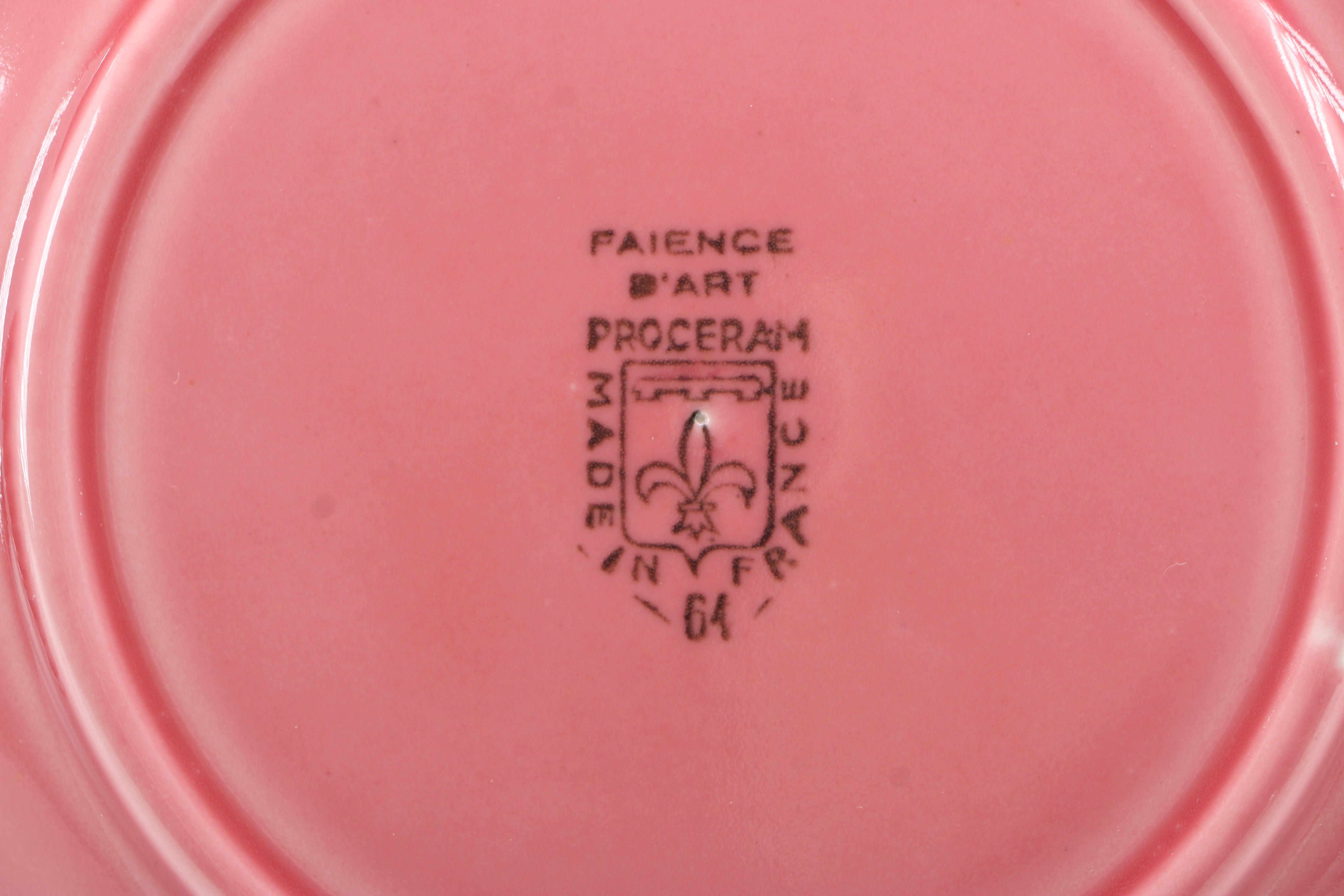 Majolica Paience d'Art Proceram Pink Sunflower Plates