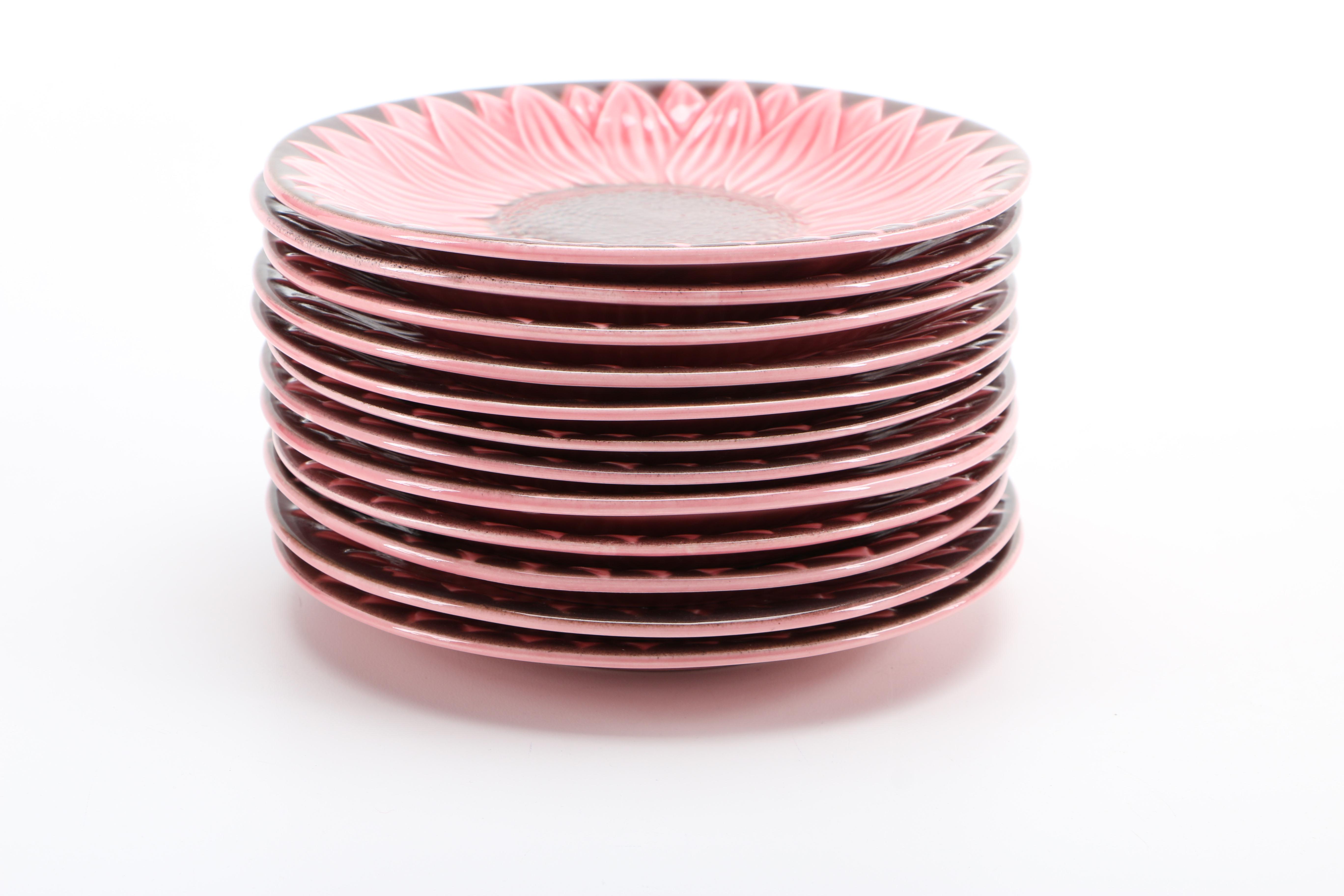 Majolica Paience d'Art Proceram Pink Sunflower Plates