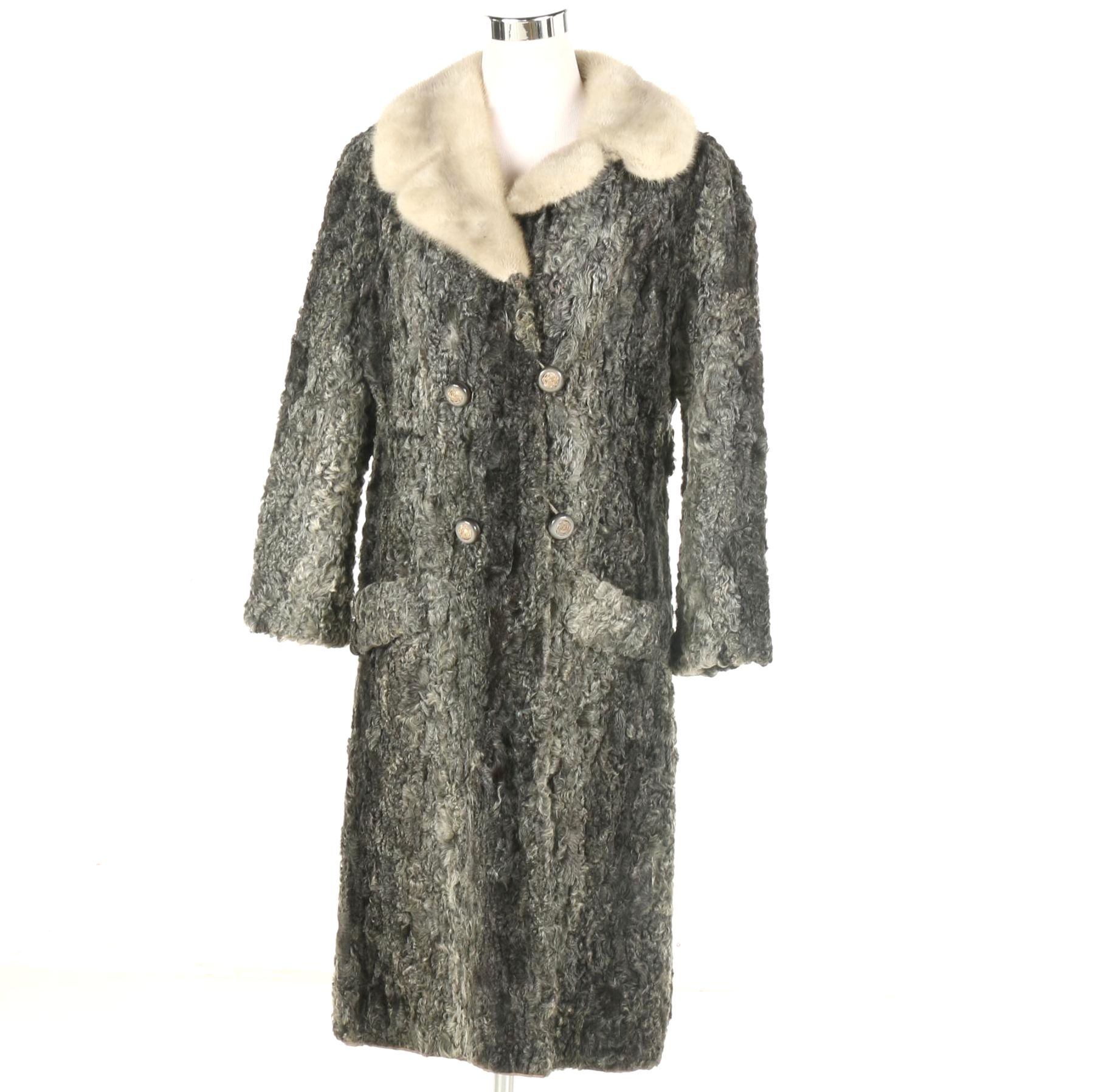 Philip Lerner Furs Persian Lamb Coat with Mink Collar