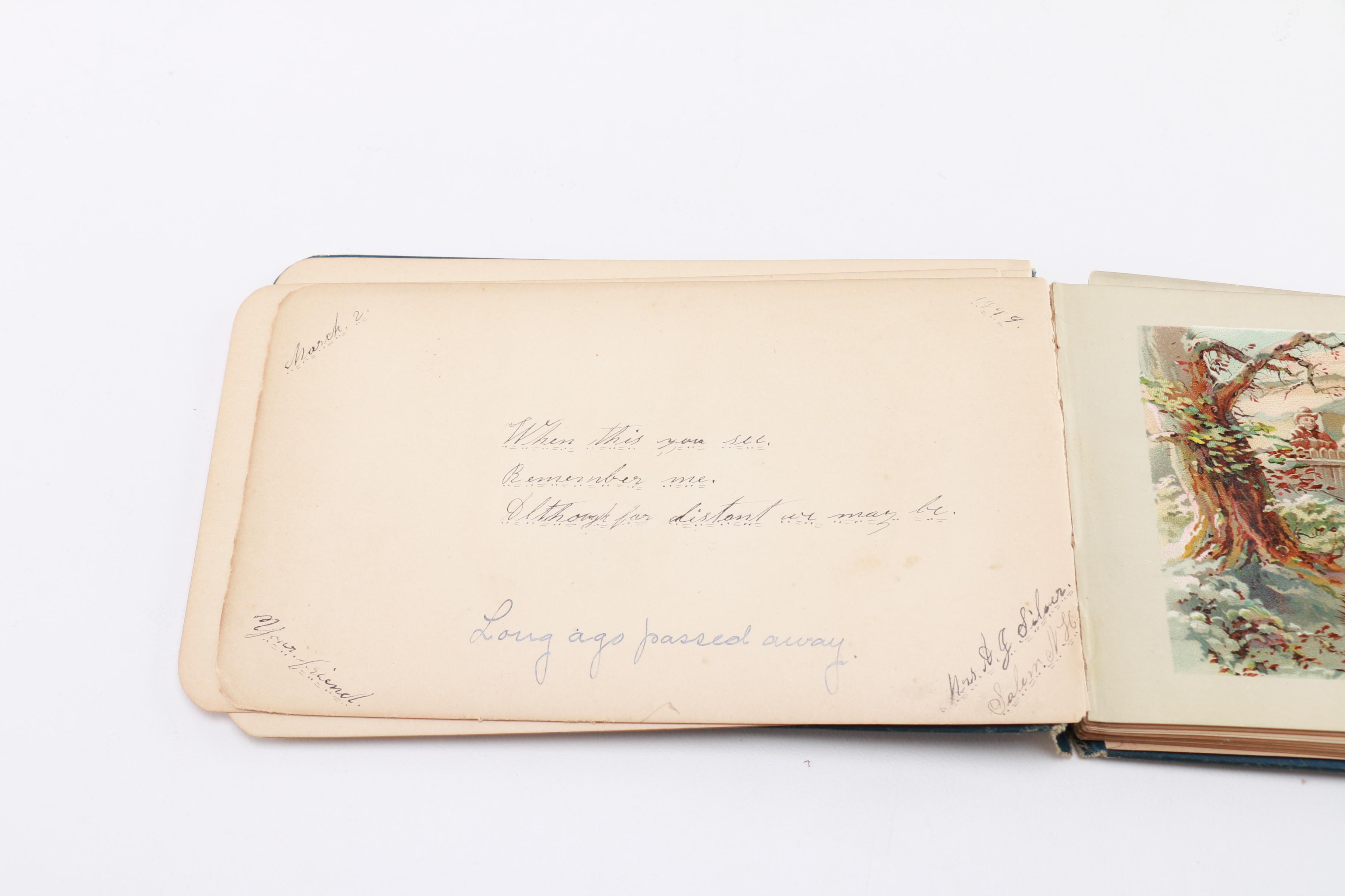 Victorian-Era Autograph Album With Personal Notes and Chromolithograph Prints