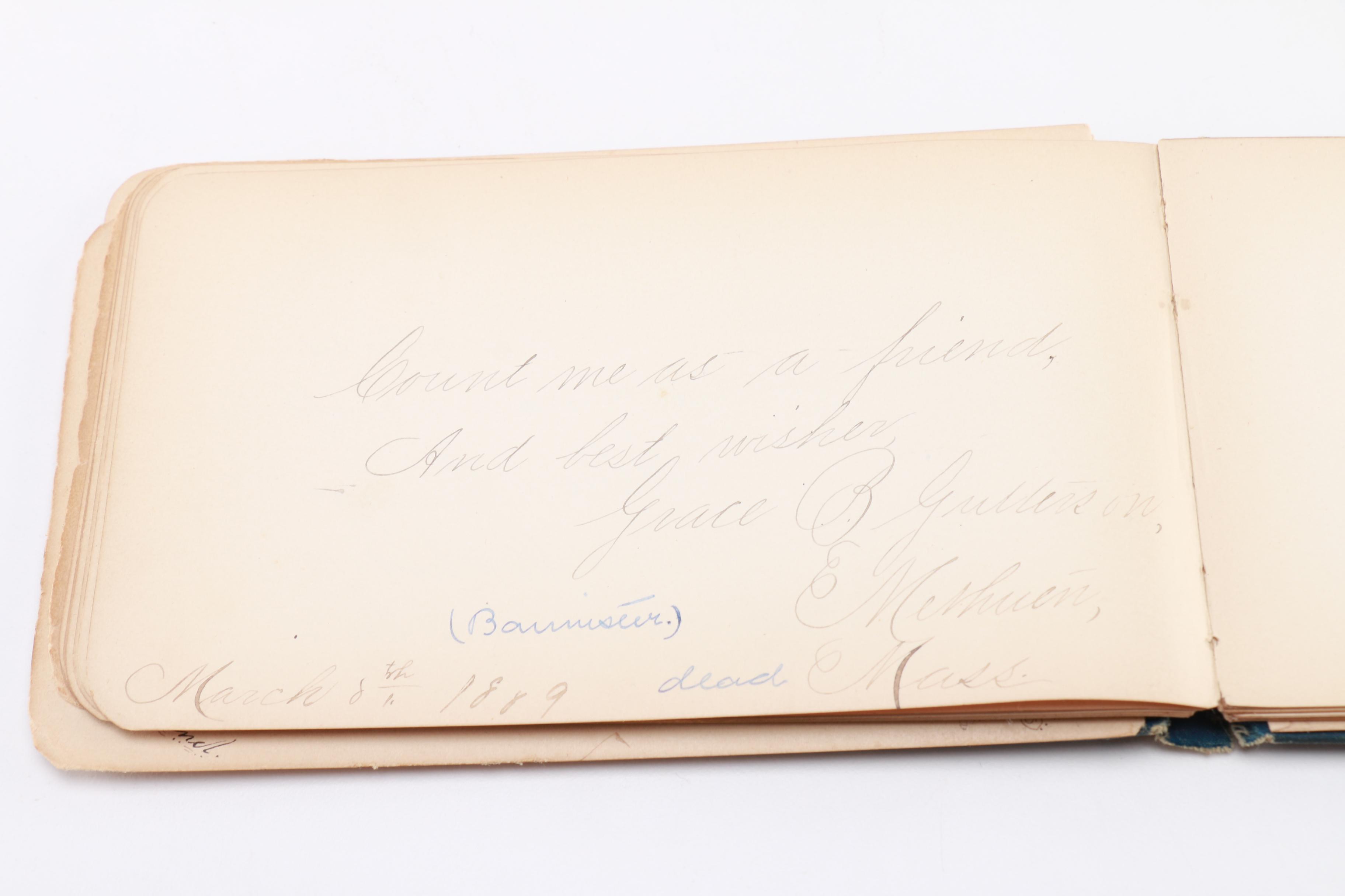 Victorian-Era Autograph Album With Personal Notes and Chromolithograph Prints