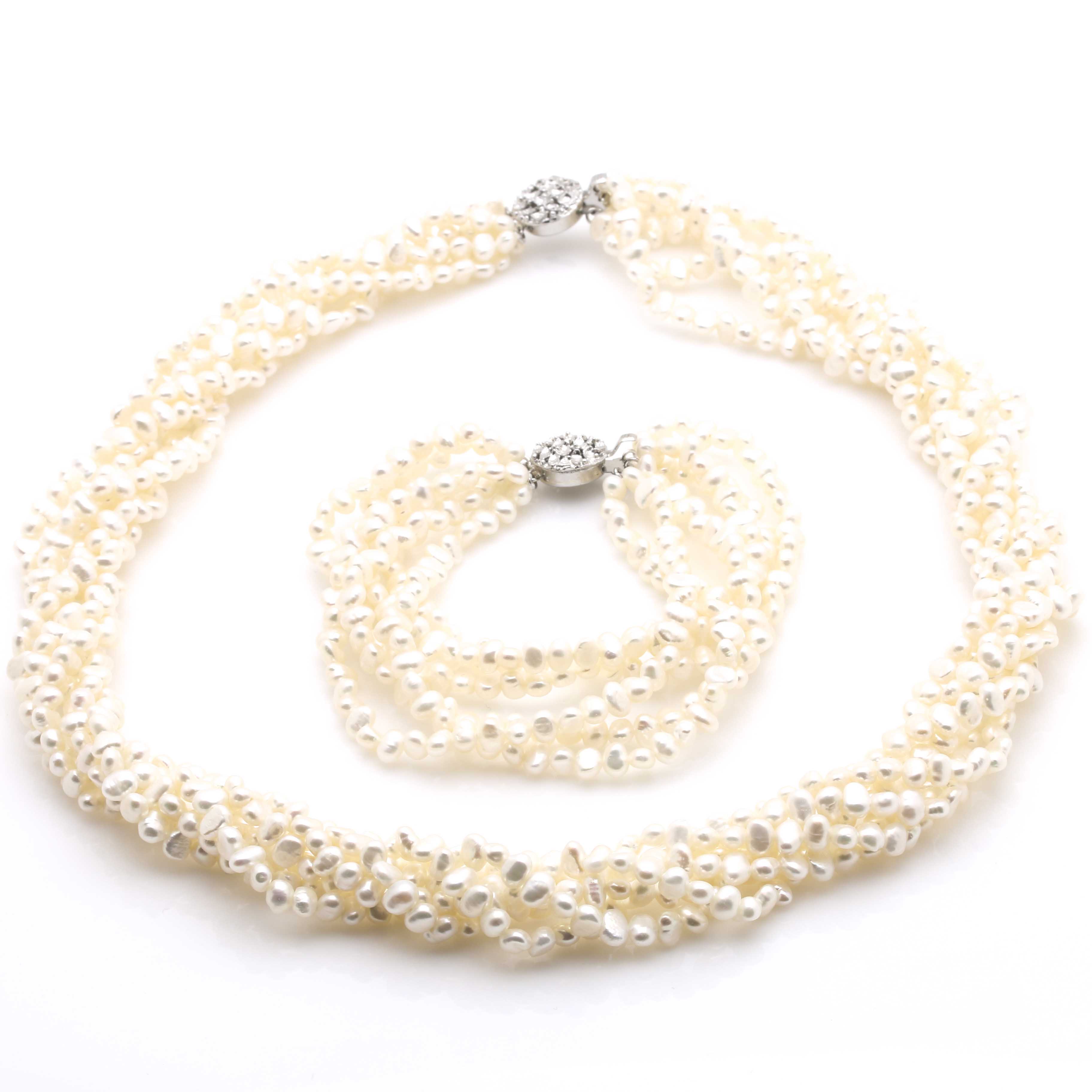 Costume Jewelry Assortment Including a Freshwater Pearl Demi Parure