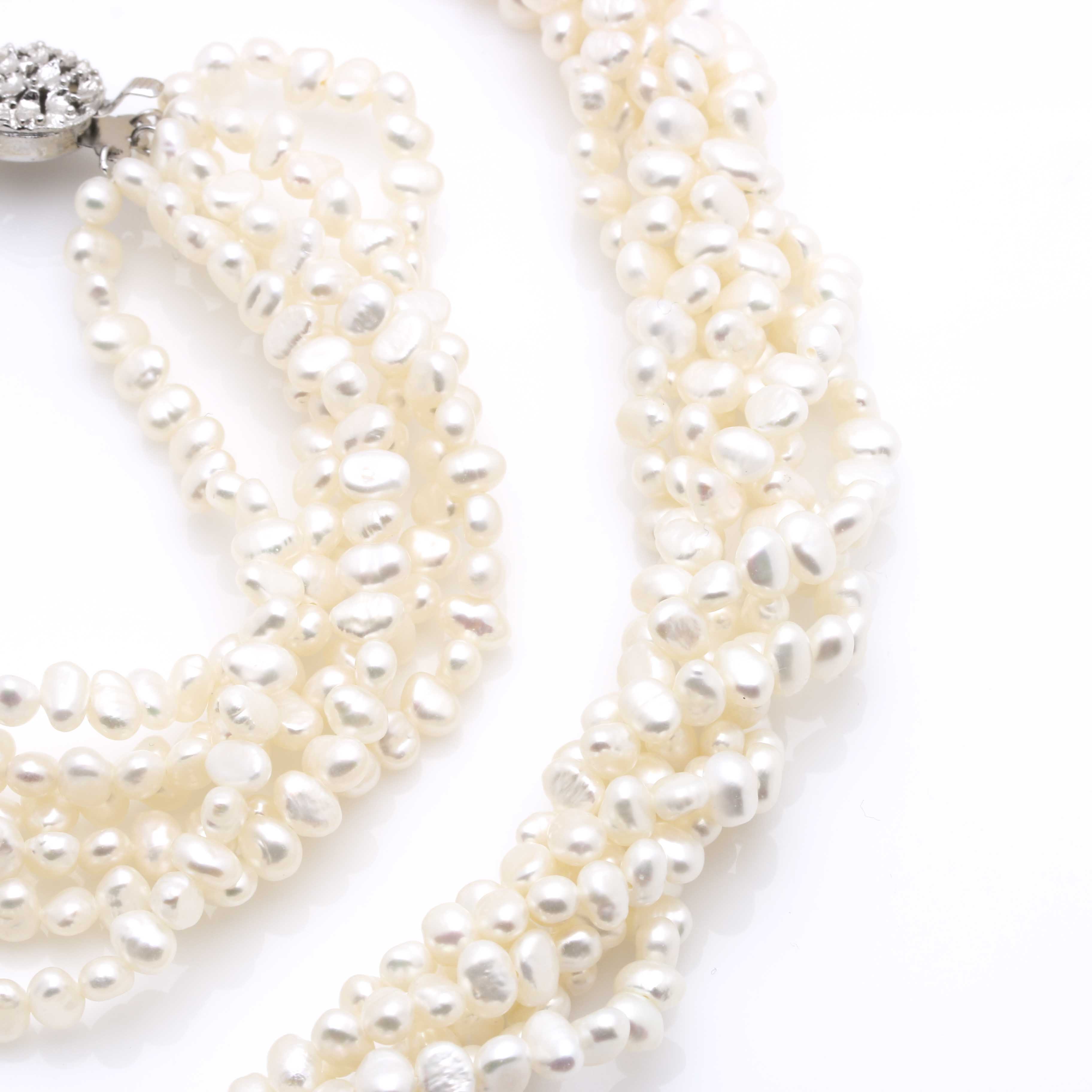 Costume Jewelry Assortment Including a Freshwater Pearl Demi Parure