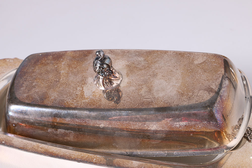 Wallace "Baroque" Silver Plate Butter Dish and Assorted Metal Tableware