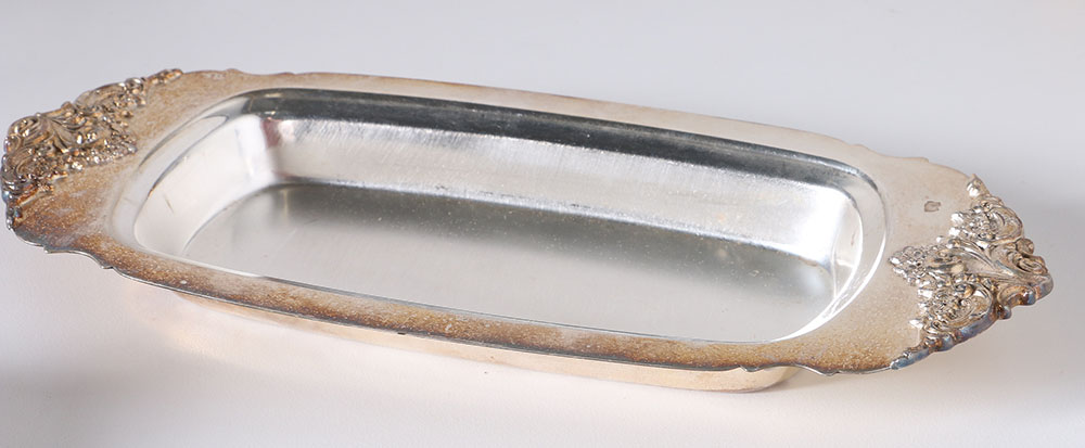 Wallace "Baroque" Silver Plate Butter Dish and Assorted Metal Tableware